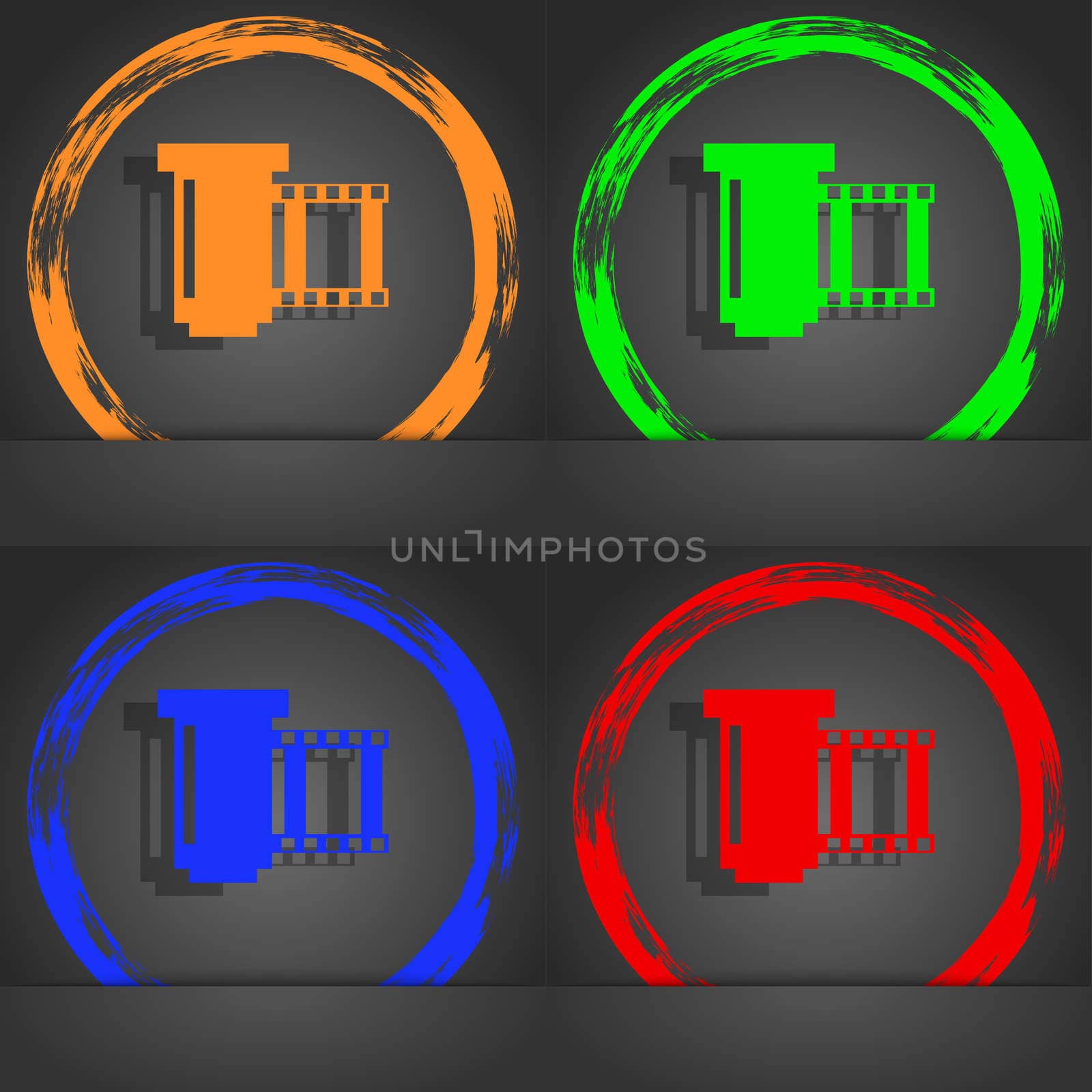 negative films icon symbol.. Fashionable modern style. In the orange, green, blue, red design. illustration