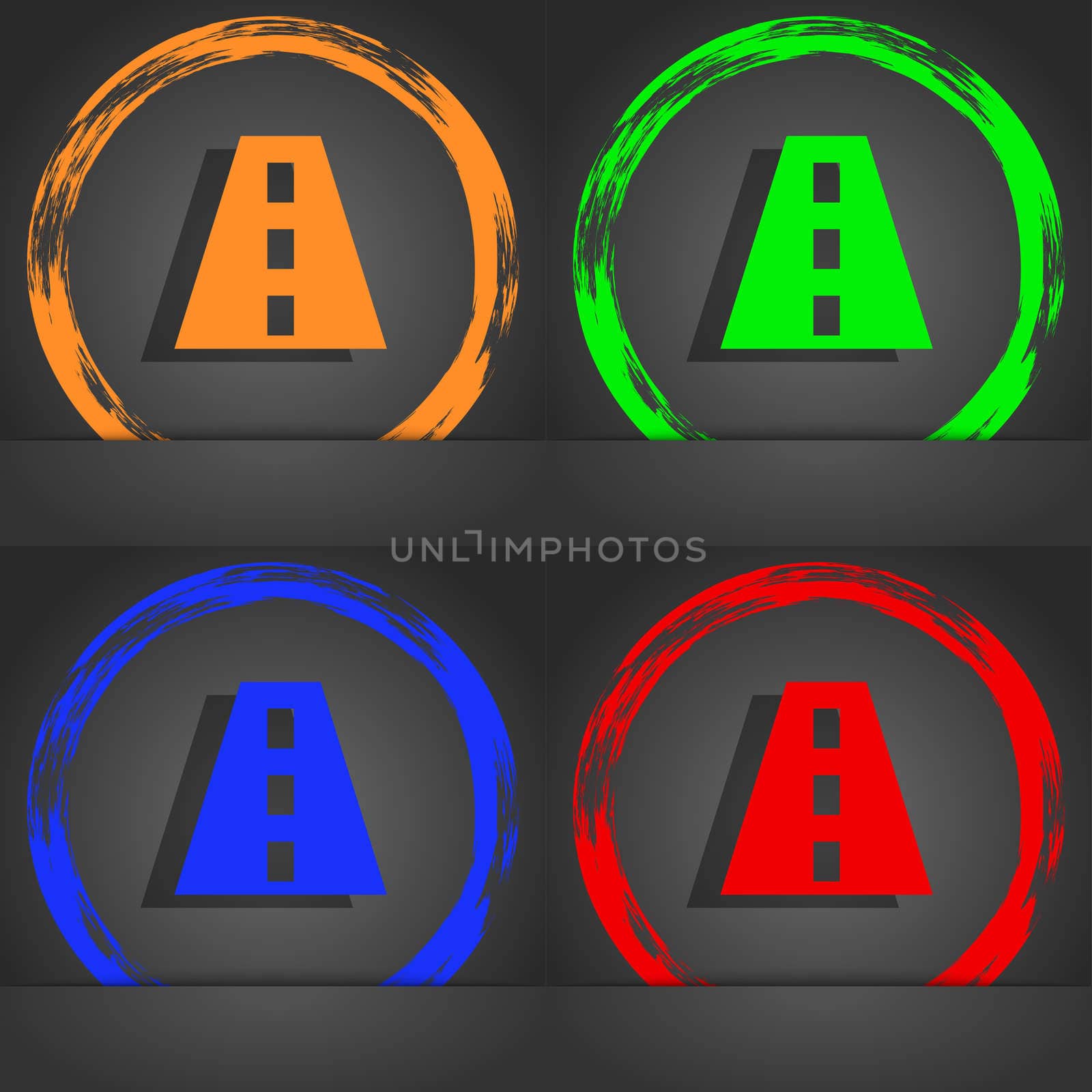 Road icon symbol. Fashionable modern style. In the orange, green, blue, green design. illustration