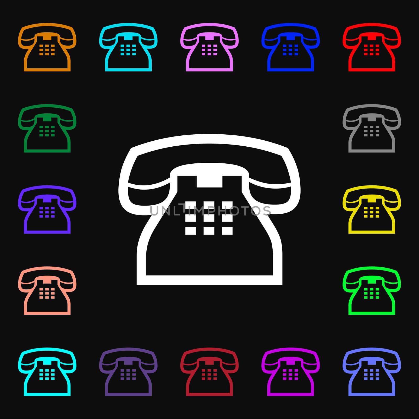 retro telephone handset icon sign. Lots of colorful symbols for your design.  by serhii_lohvyniuk