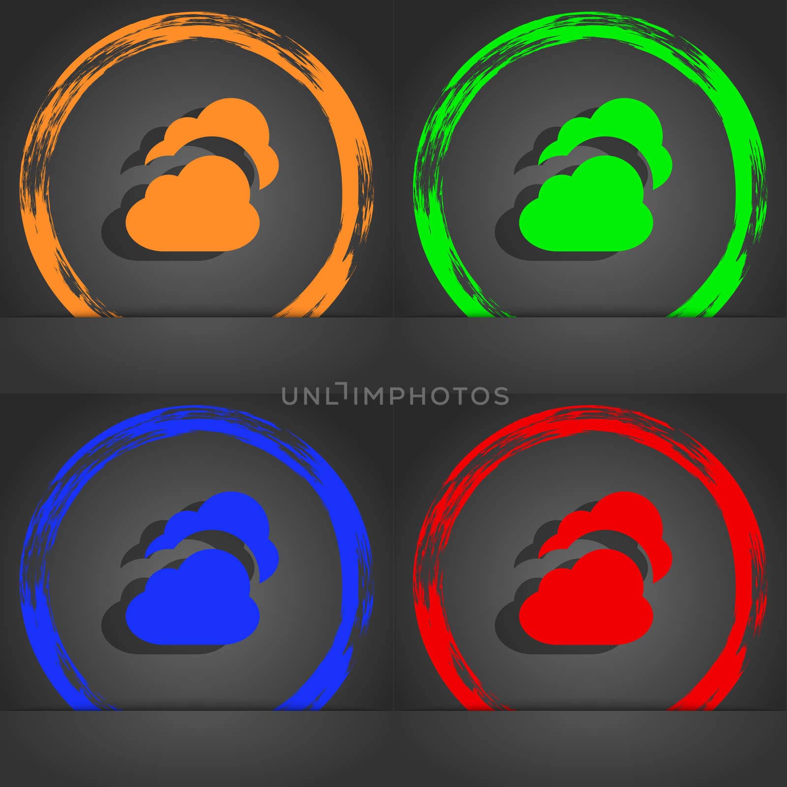 Cloud icon symbol. Fashionable modern style. In the orange, green, blue, green design. illustration