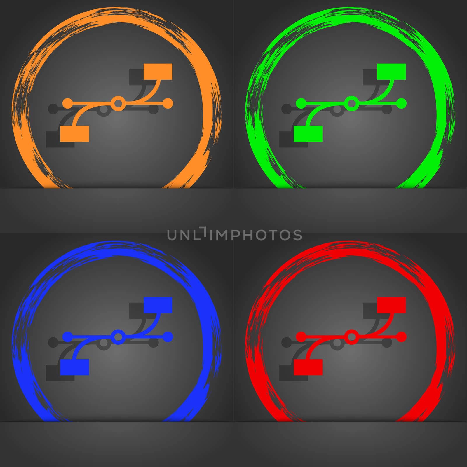 Bezier Curve icon sign. Fashionable modern style. In the orange, green, blue, red design.  by serhii_lohvyniuk