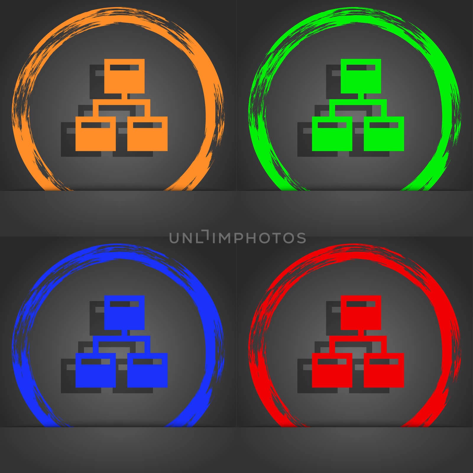 Local Network icon symbol. Fashionable modern style. In the orange, green, blue, green design.  by serhii_lohvyniuk