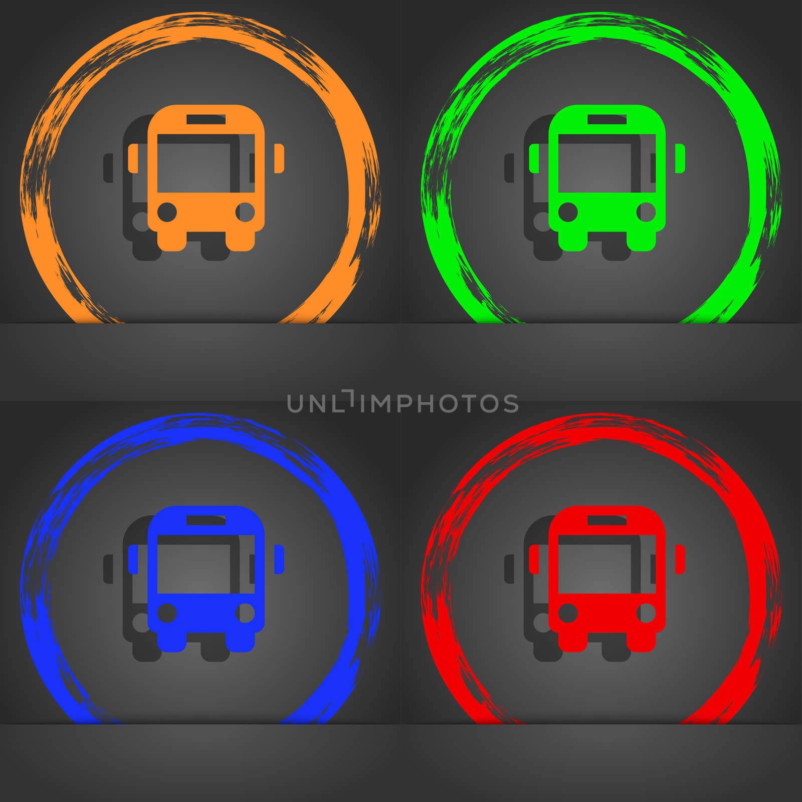 Bus icon symbol. Fashionable modern style. In the orange, green, blue, green design.  by serhii_lohvyniuk