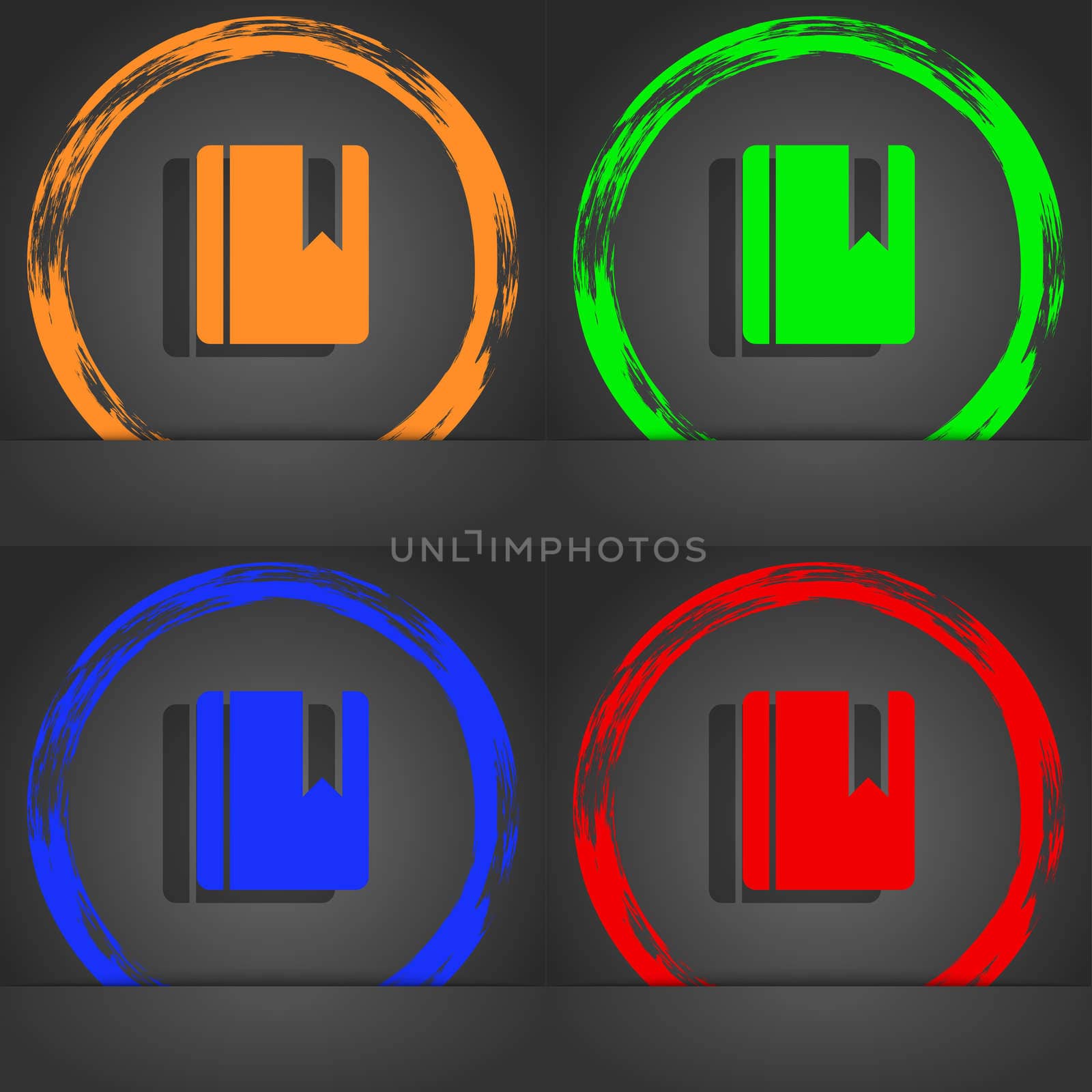 book bookmark icon symbol. Fashionable modern style. In the orange, green, blue, green design. illustration