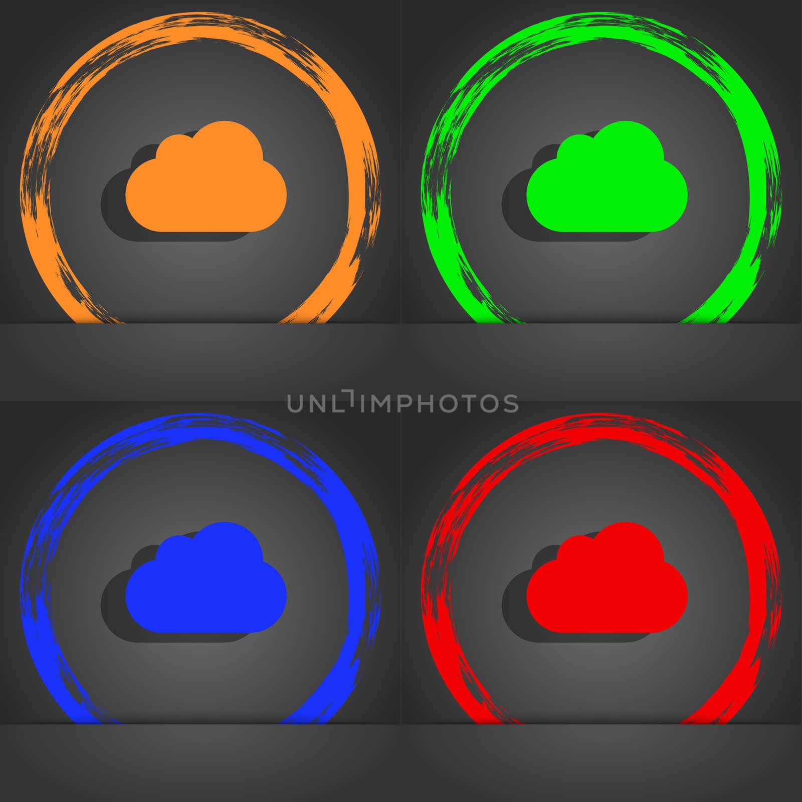 cloud icon symbol. Fashionable modern style. In the orange, green, blue, green design. illustration