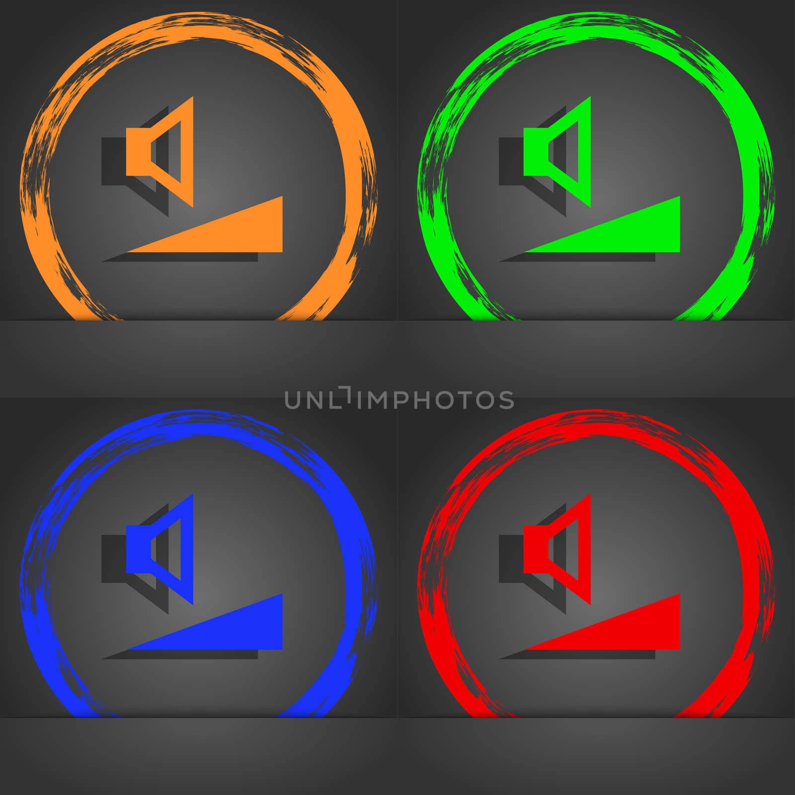 volume, sound icon symbol. Fashionable modern style. In the orange, green, blue, green design. illustration