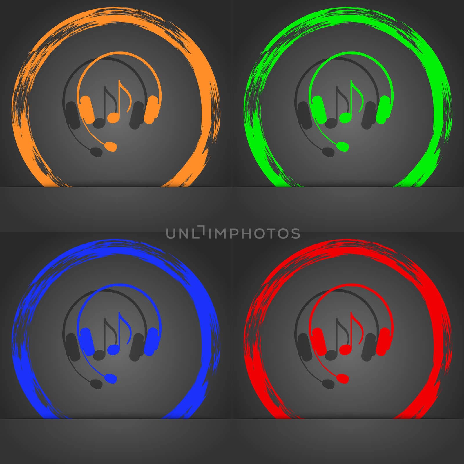 headsets icon symbol. Fashionable modern style. In the orange, green, blue, green design. illustration