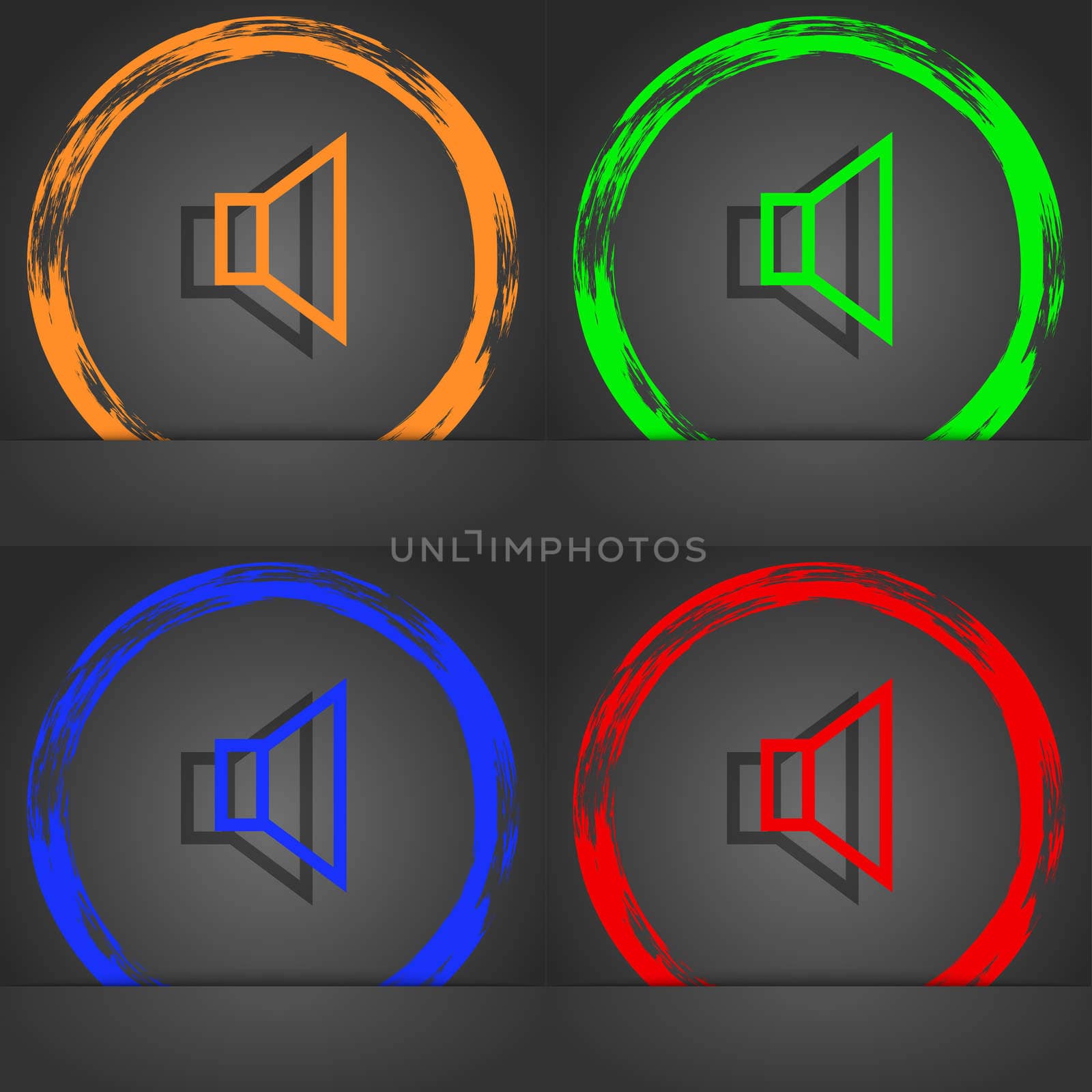 volume, sound icon symbol. Fashionable modern style. In the orange, green, blue, green design. illustration