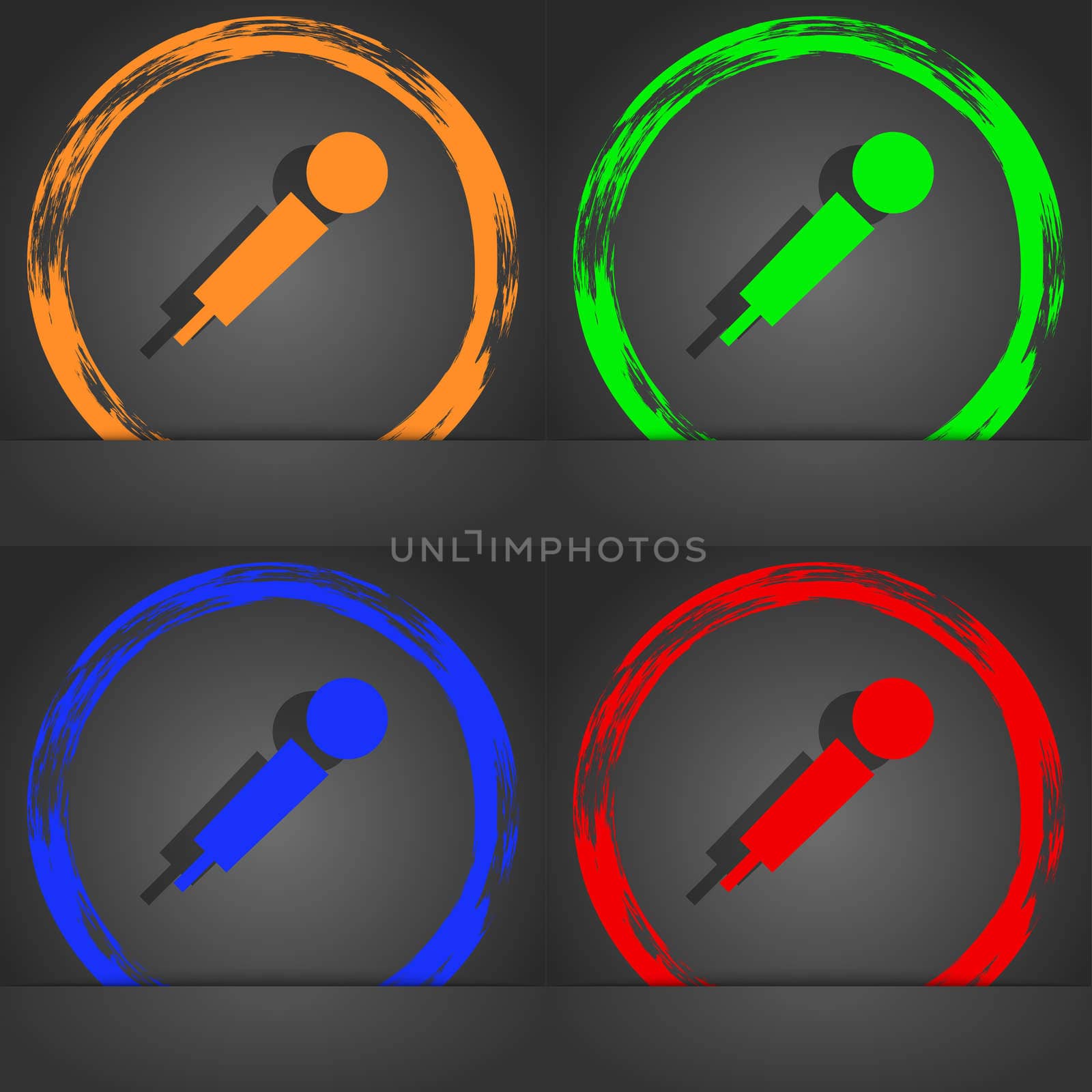 microphone icon symbol. Fashionable modern style. In the orange, green, blue, green design. illustration