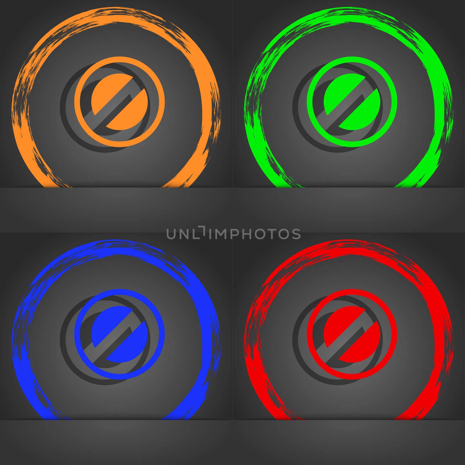 Cancel icon symbol. Fashionable modern style. In the orange, green, blue, green design. illustration