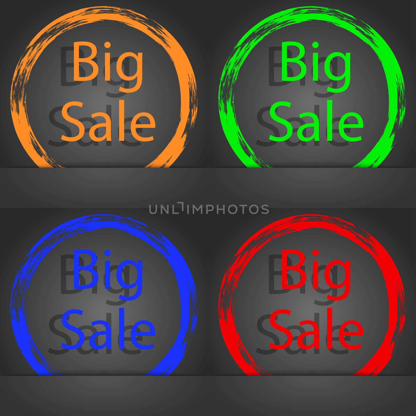 Big sale sign icon. Special offer symbol. Fashionable modern style. In the orange, green, blue, red design. illustration