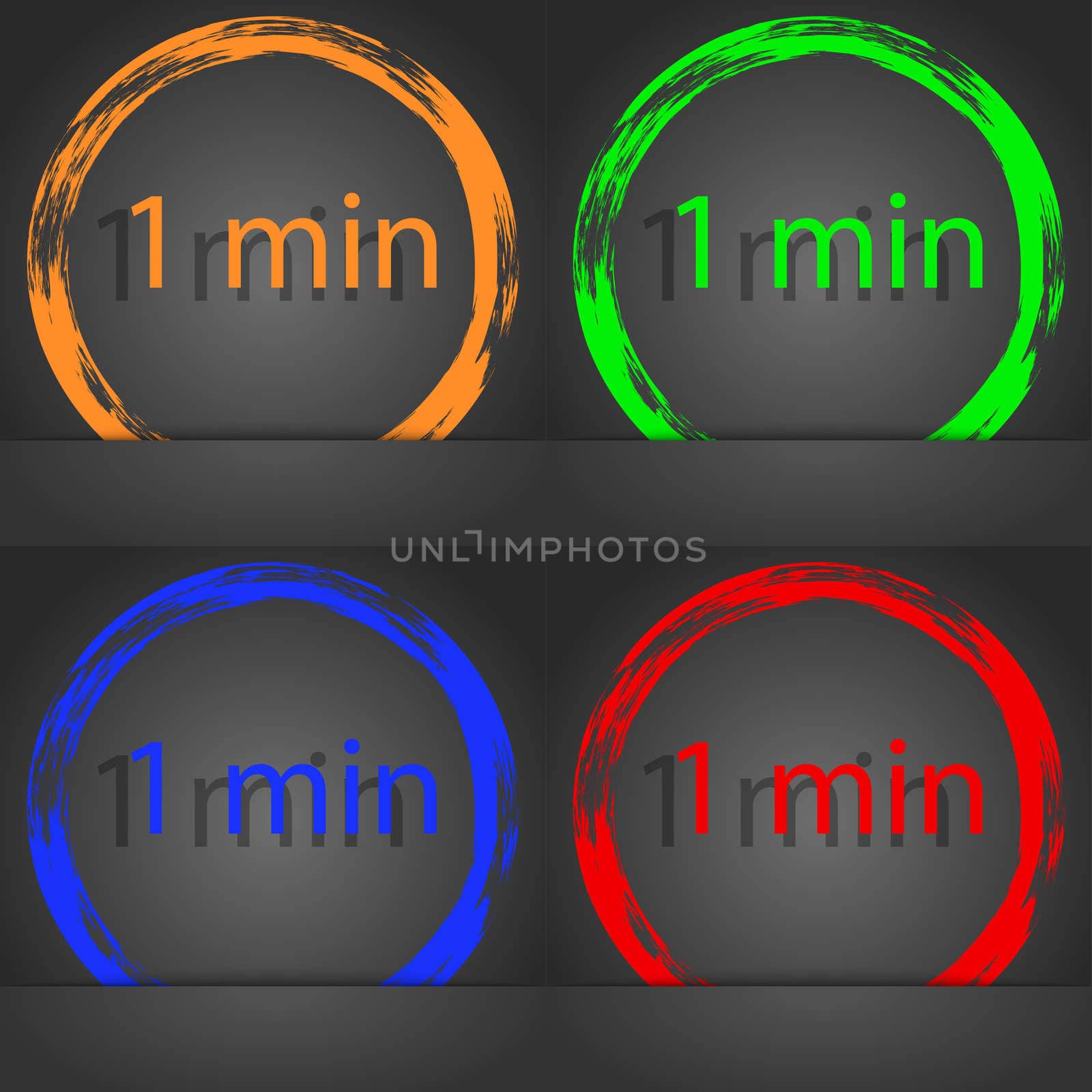 1 minutes sign icon. Fashionable modern style. In the orange, green, blue, red design. illustration