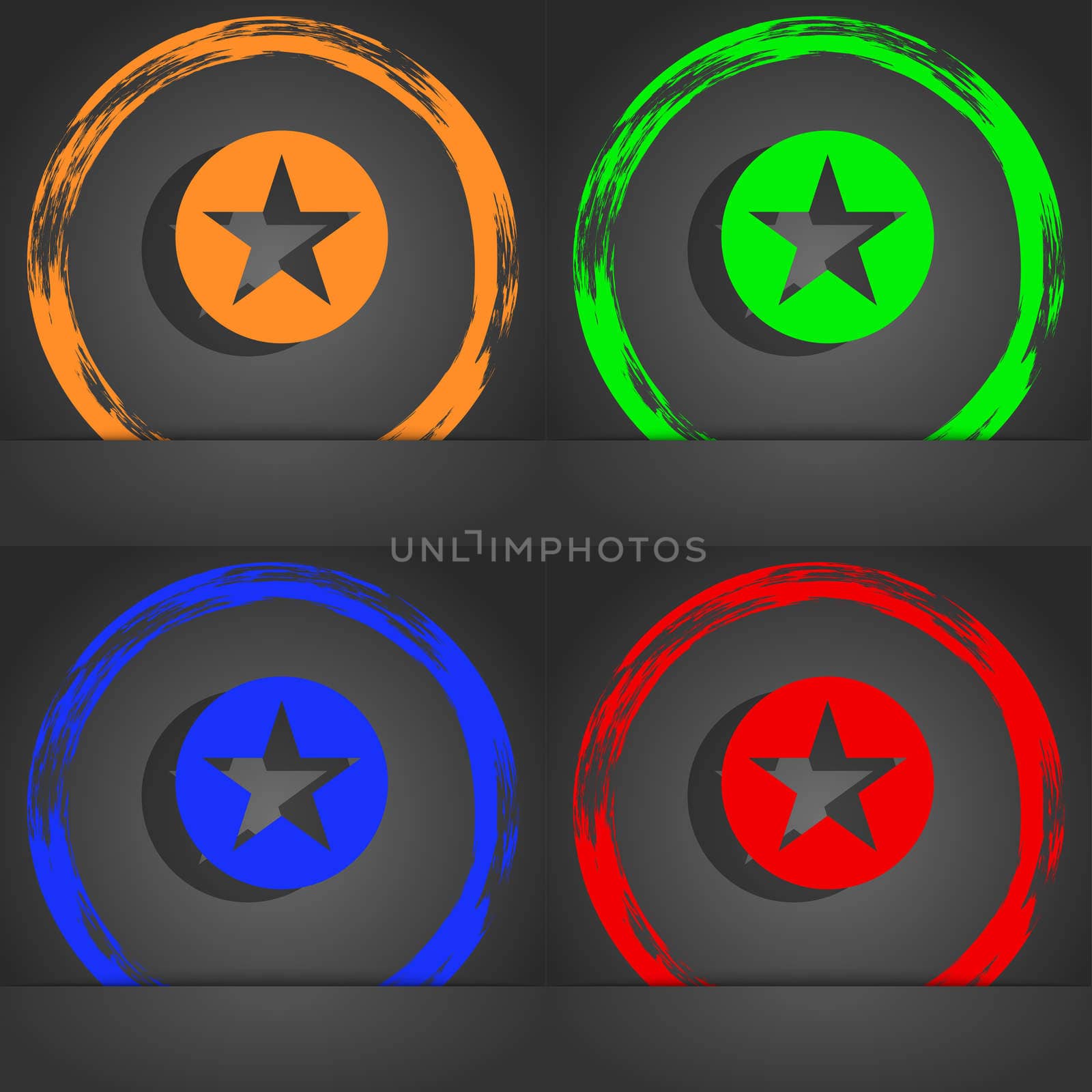 Star, Favorite Star, Favorite icon symbol. Fashionable modern style. In the orange, green, blue, green design. illustration