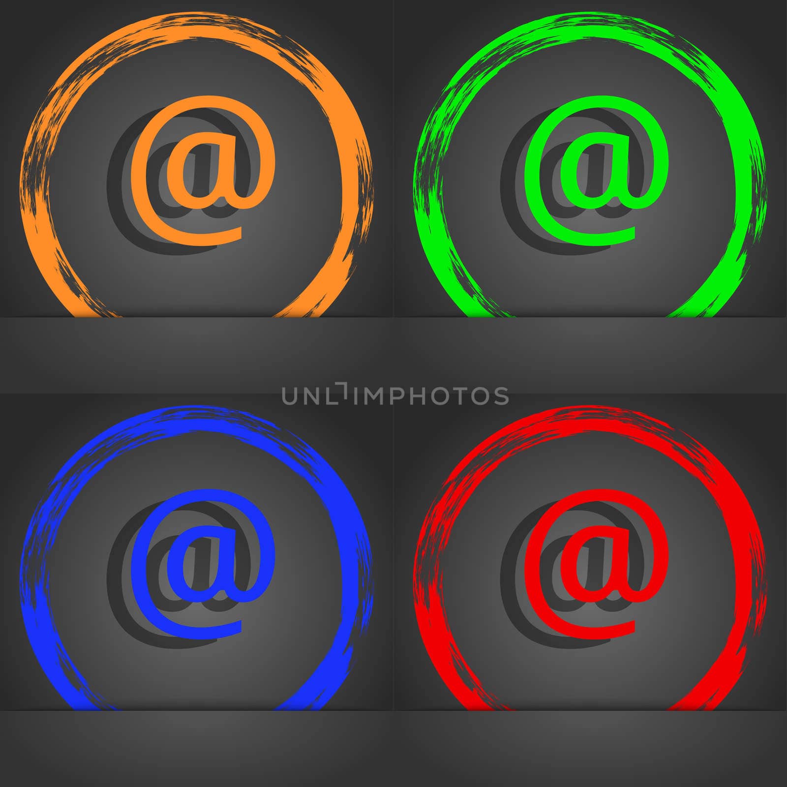 E-Mail icon symbol. Fashionable modern style. In the orange, green, blue, green design. illustration