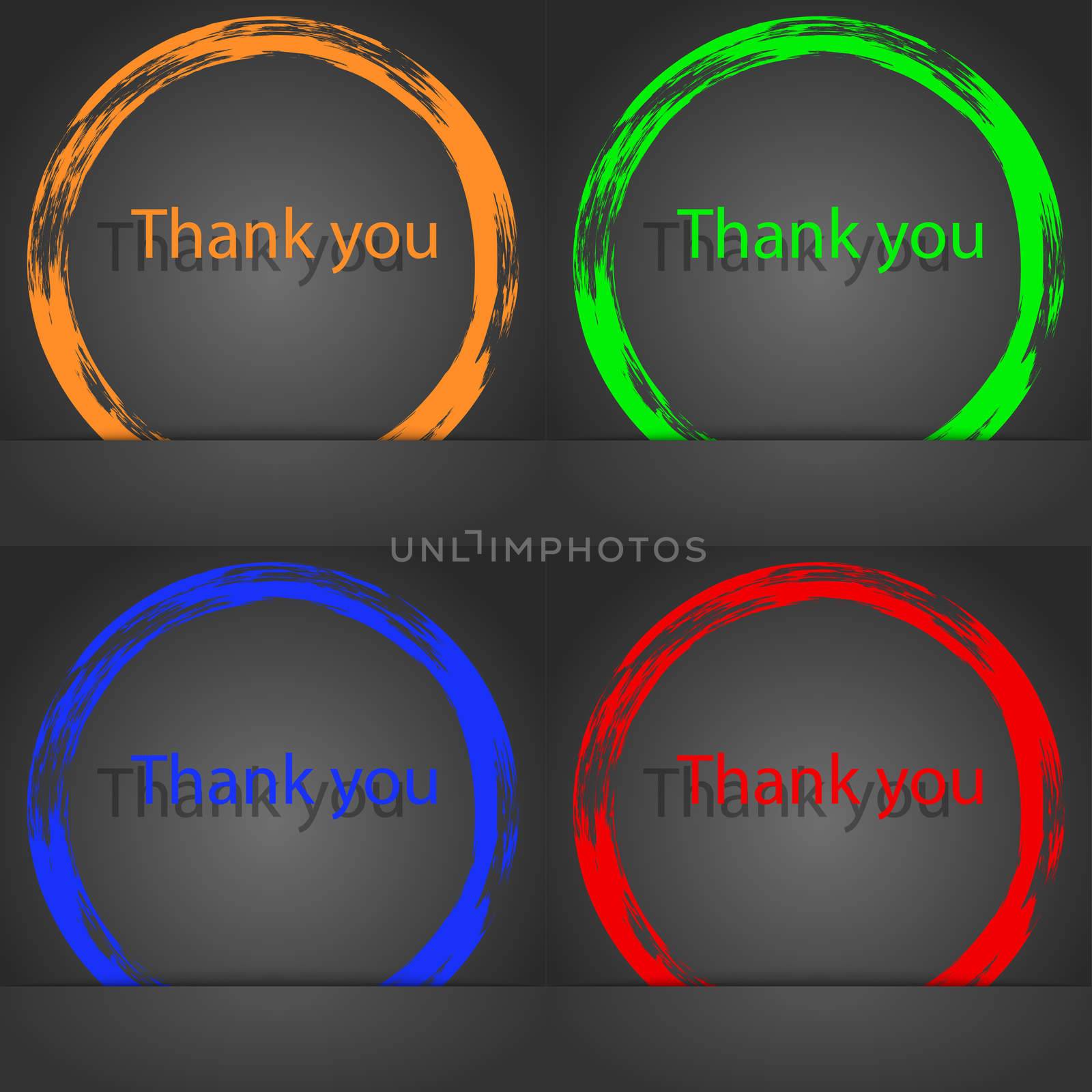 Thank you sign icon. Gratitude symbol. Fashionable modern style. In the orange, green, blue, red design. illustration