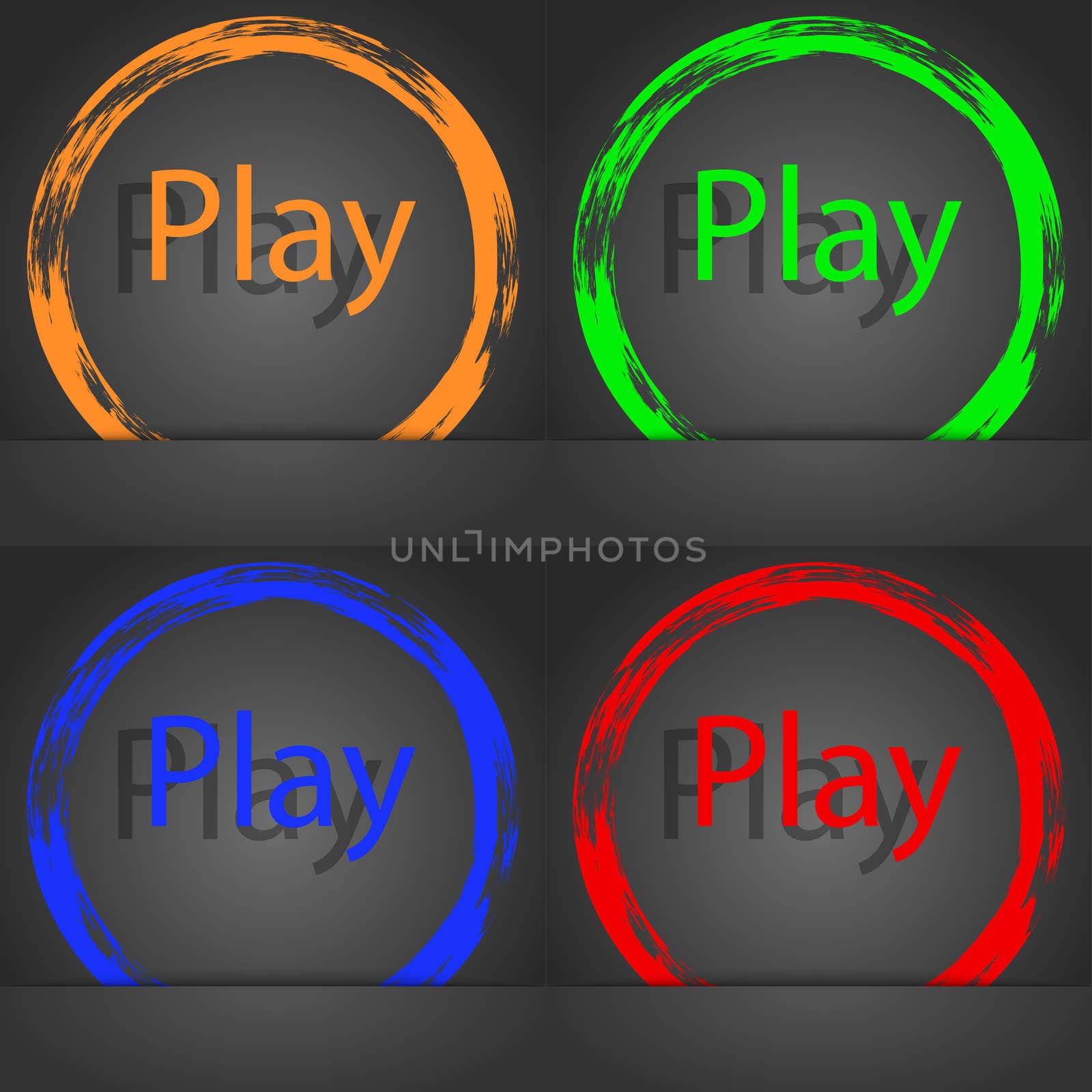 Play sign icon. symbol. Fashionable modern style. In the orange, green, blue, red design. illustration