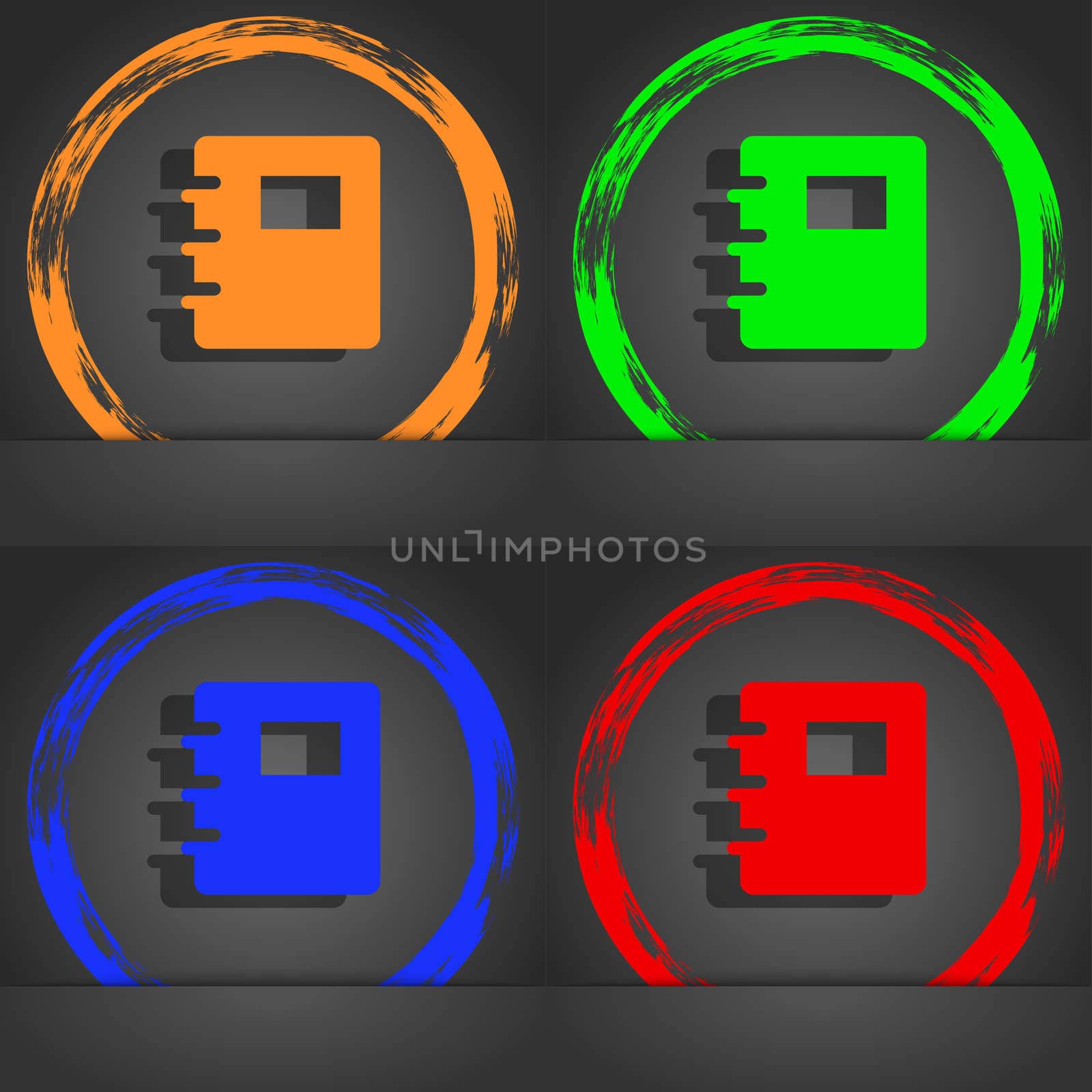 Book icon symbol. Fashionable modern style. In the orange, green, blue, green design. illustration