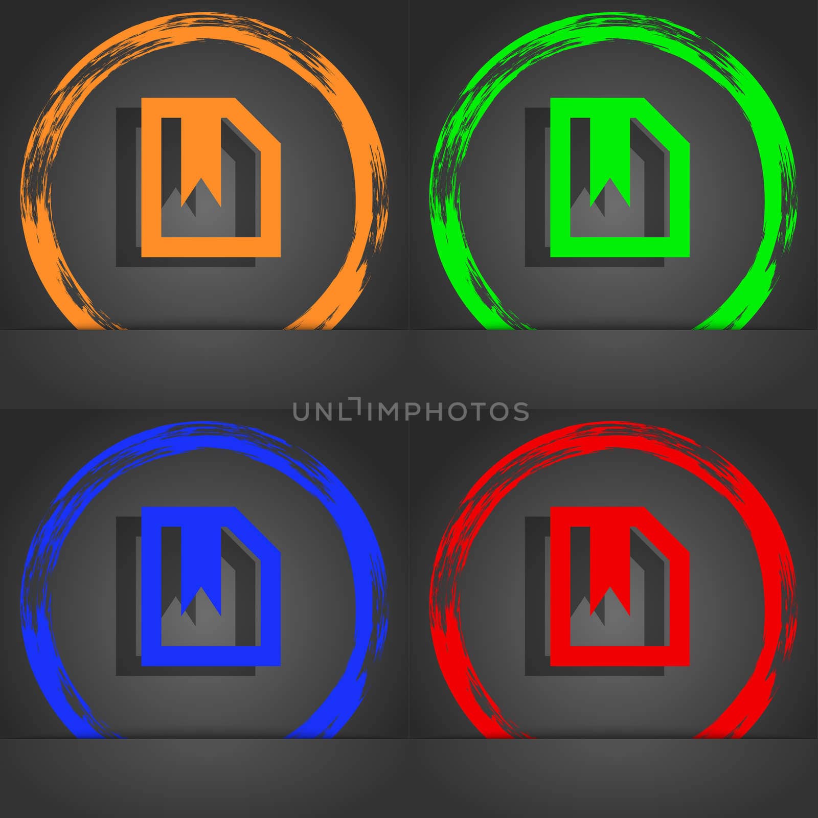 bookmark icon symbol. Fashionable modern style. In the orange, green, blue, green design. illustration