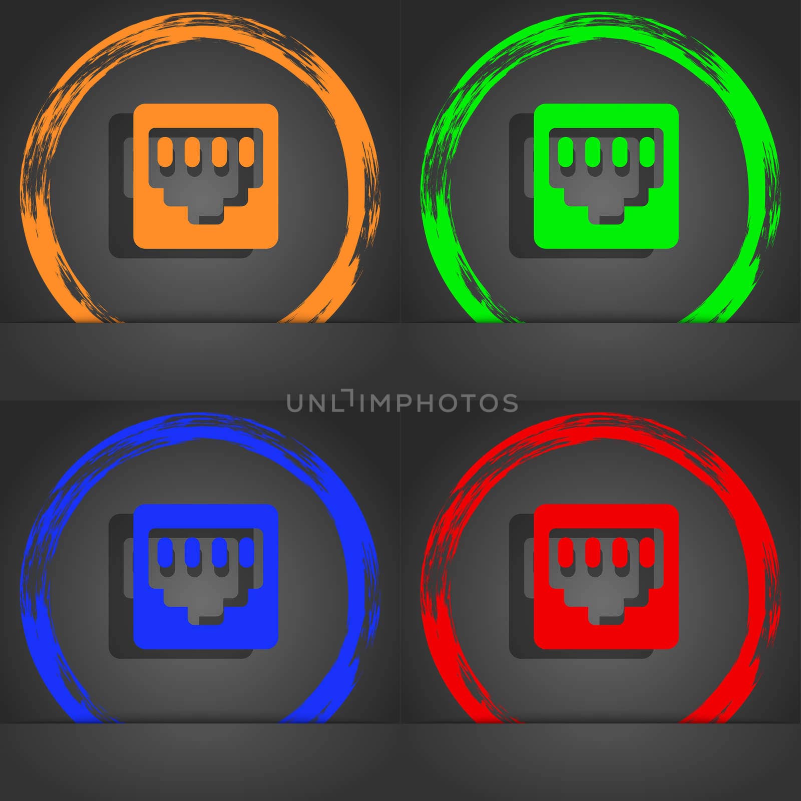 cable rj45, Patch Cord icon symbol. Fashionable modern style. In the orange, green, blue, green design. illustration