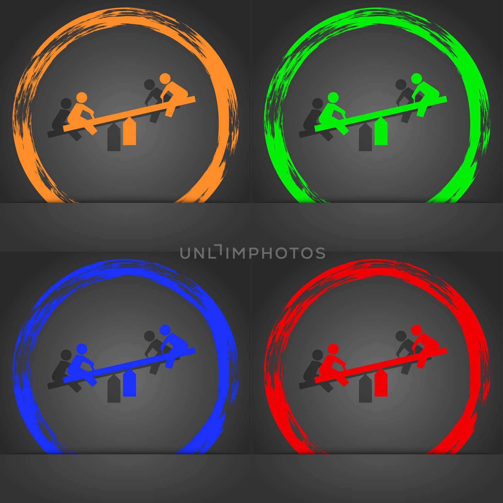 swing icon symbol. Fashionable modern style. In the orange, green, blue, green design.  by serhii_lohvyniuk