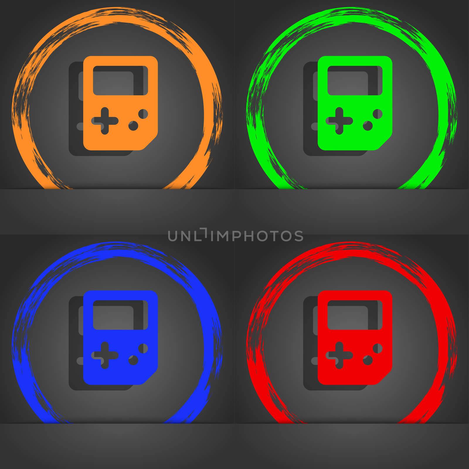 Tetris icon symbol. Fashionable modern style. In the orange, green, blue, green design. illustration