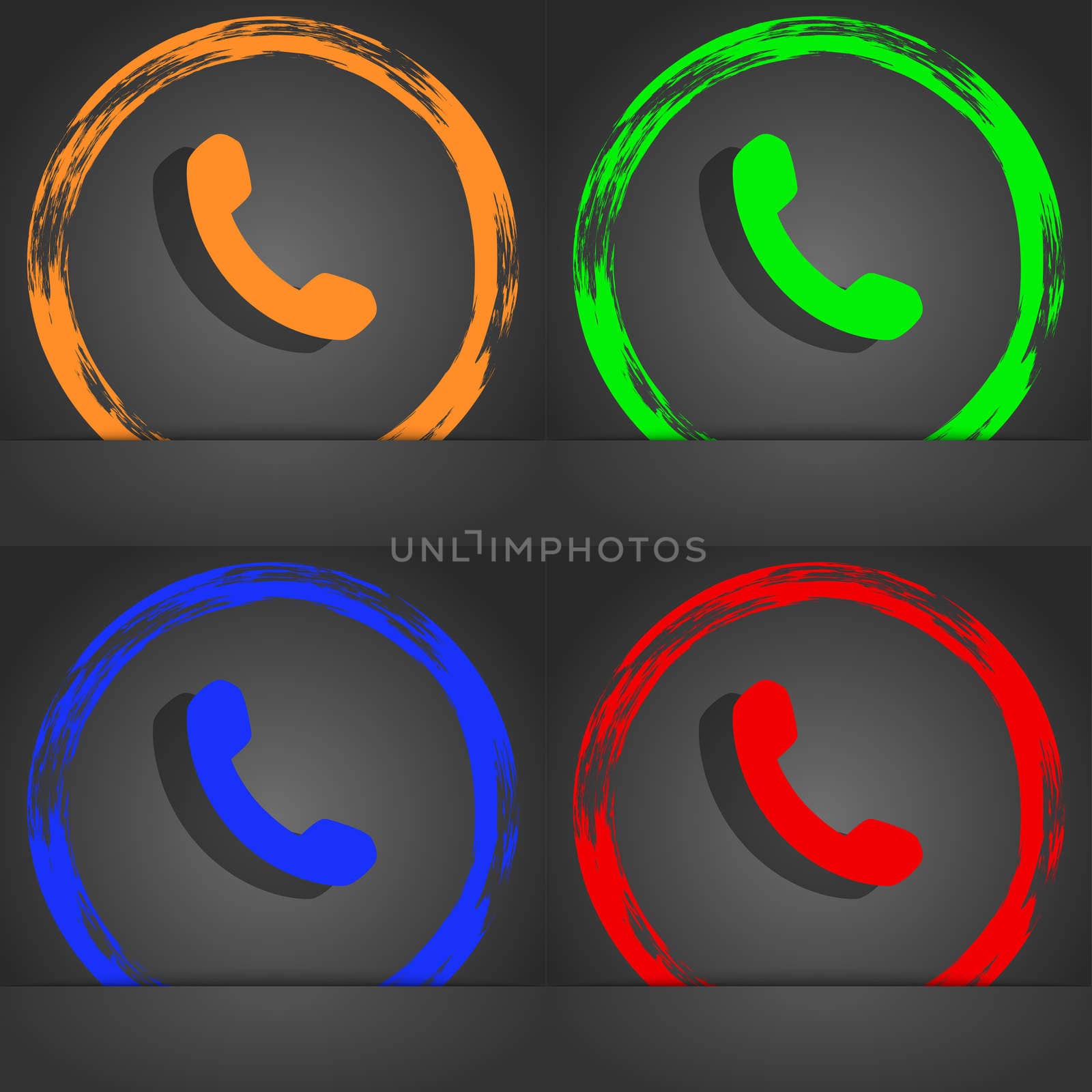 Phone, Support, Call center icon symbol. Fashionable modern style. In the orange, green, blue, green design. illustration