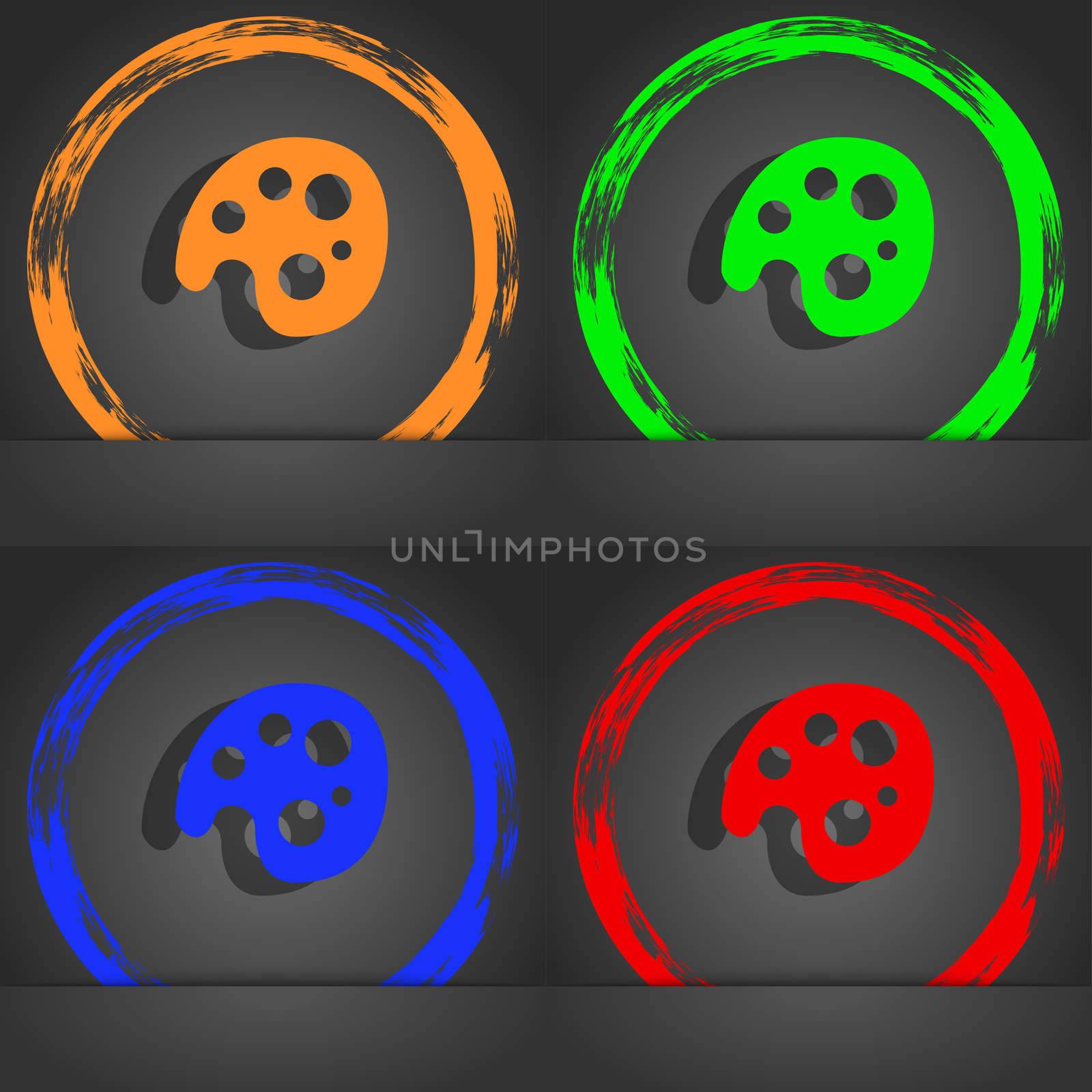Palette icon symbol. Fashionable modern style. In the orange, green, blue, green design. illustration