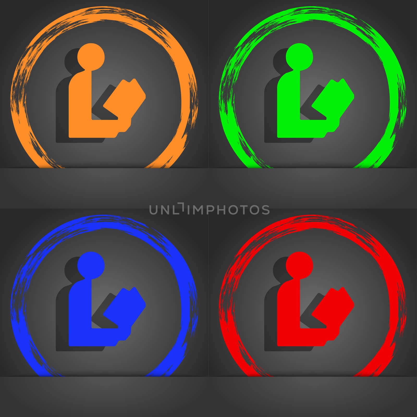 read a book icon symbol. Fashionable modern style. In the orange, green, blue, green design. illustration