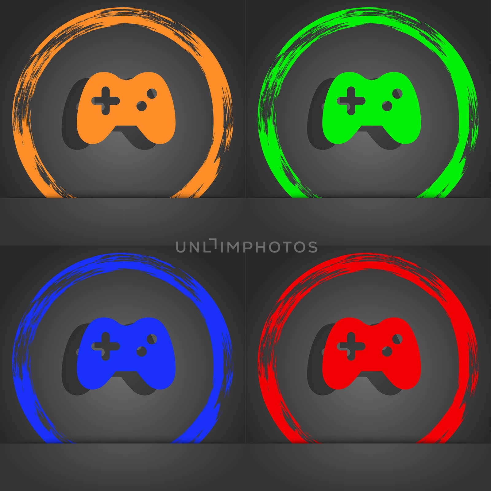 Joystick icon symbol. Fashionable modern style. In the orange, green, blue, green design. illustration