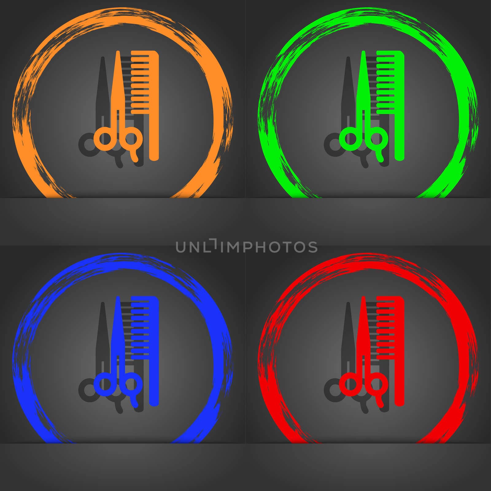 hair icon symbol. Fashionable modern style. In the orange, green, blue, green design.  by serhii_lohvyniuk