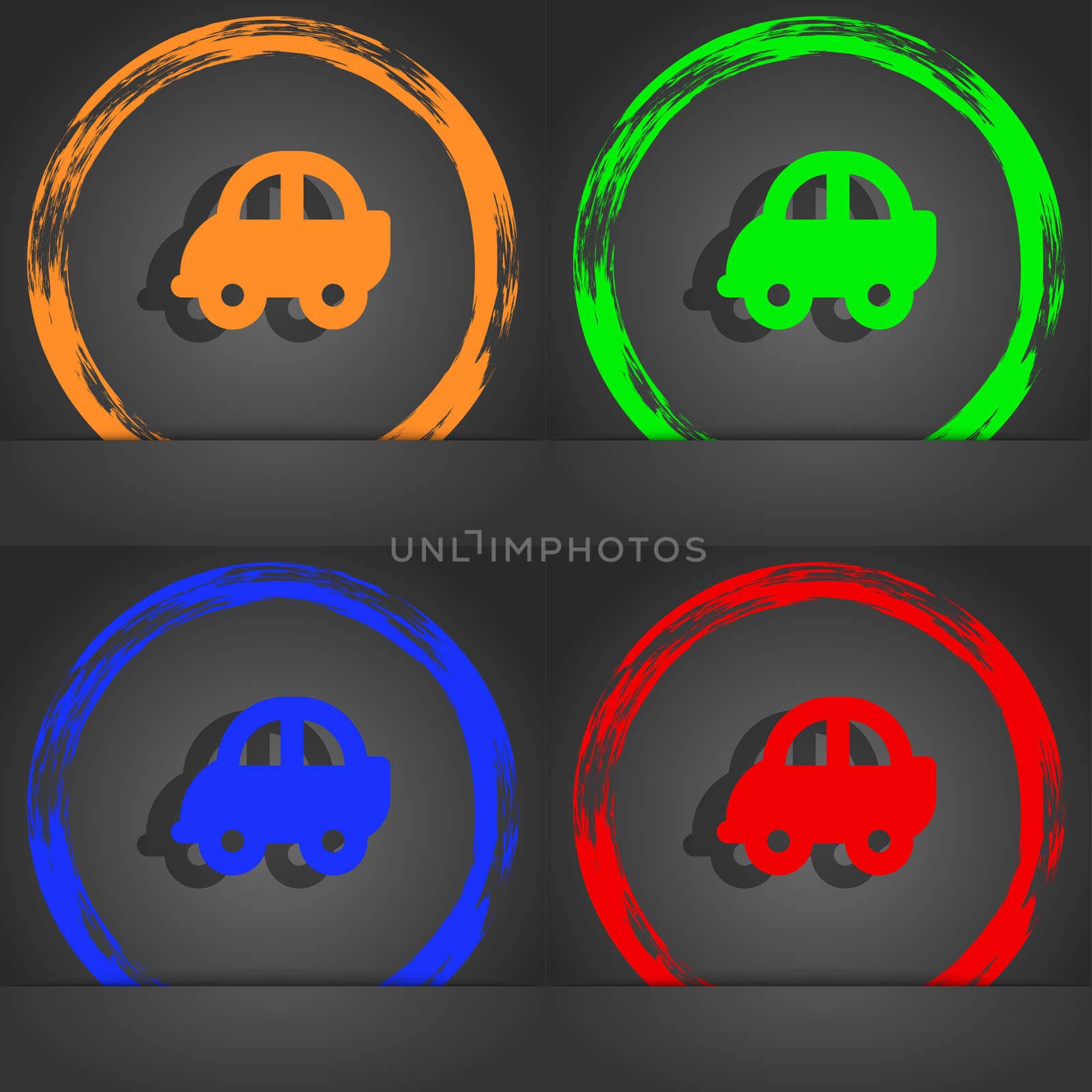 Auto icon symbol. Fashionable modern style. In the orange, green, blue, green design. illustration