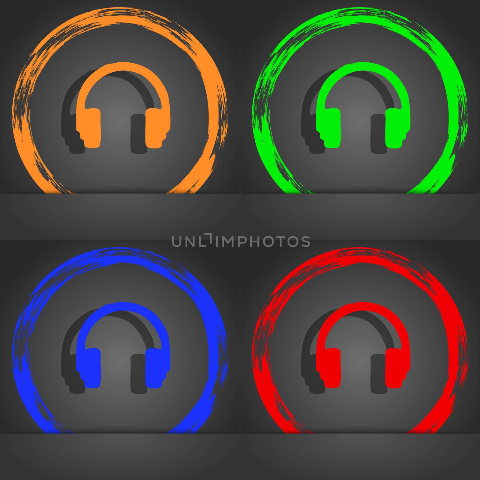 headsets icon symbol. Fashionable modern style. In the orange, green, blue, green design. illustration