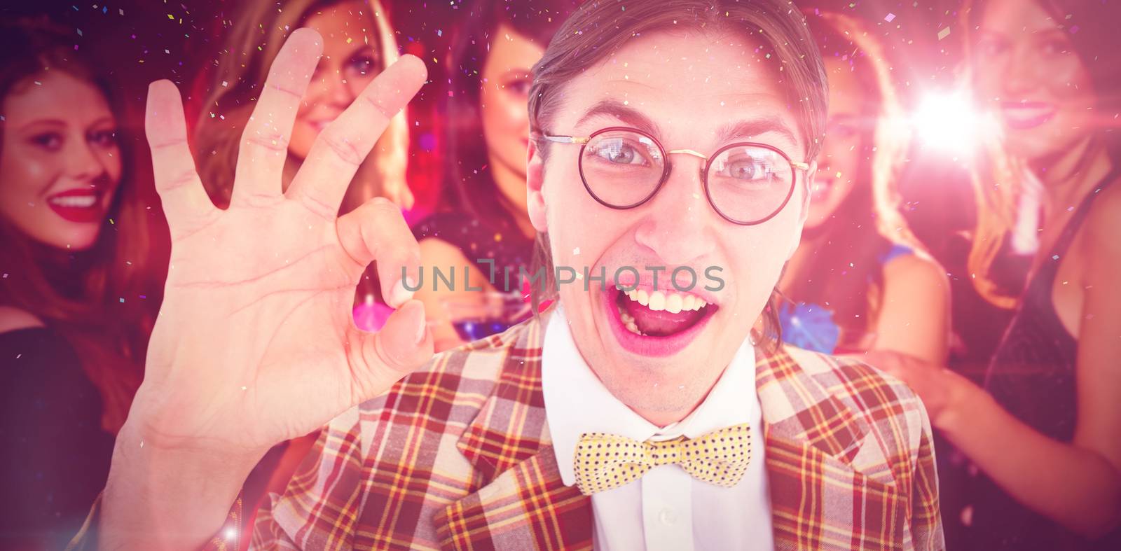Composite image of geeky hipster doing the ok sign by Wavebreakmedia