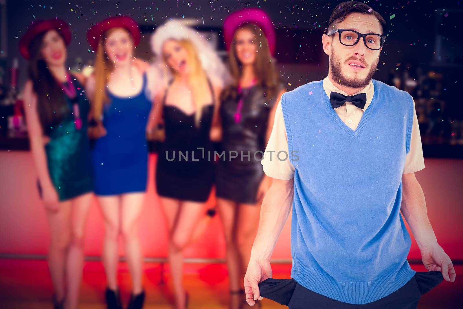 Composite image of geeky hipster showing empty pockets by Wavebreakmedia