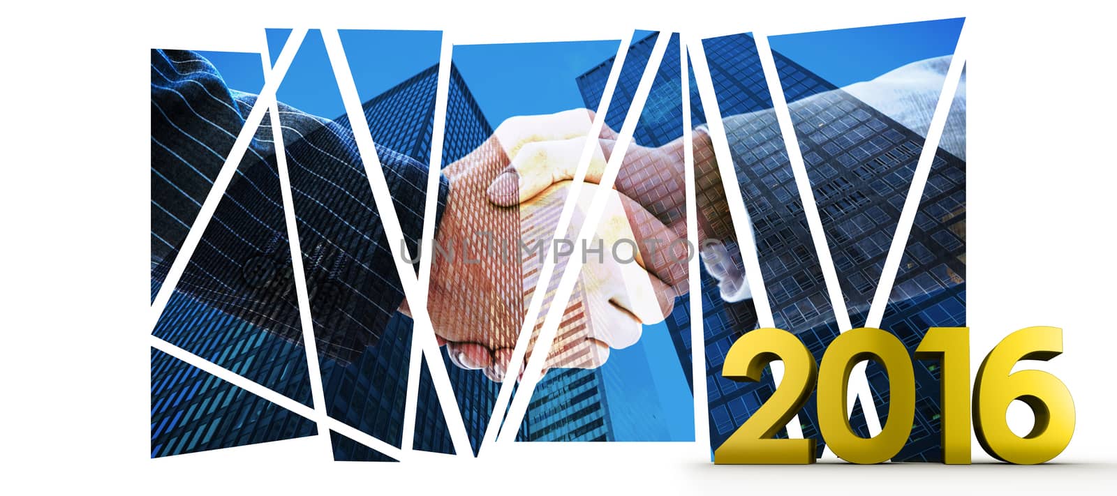 2016 graphic against composite image of business people shaking hands