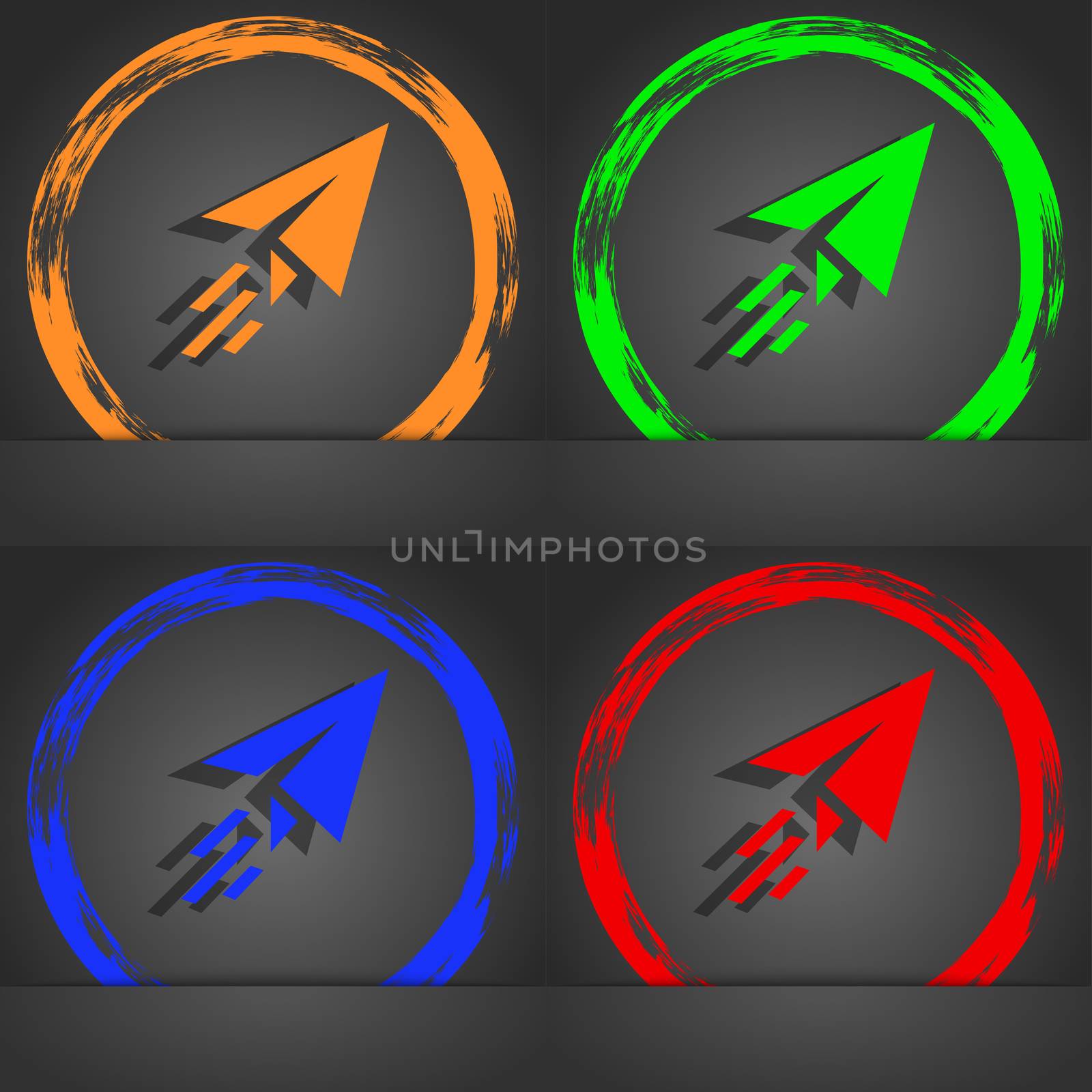 Paper airplane icon symbol. Fashionable modern style. In the orange, green, blue, green design.  by serhii_lohvyniuk