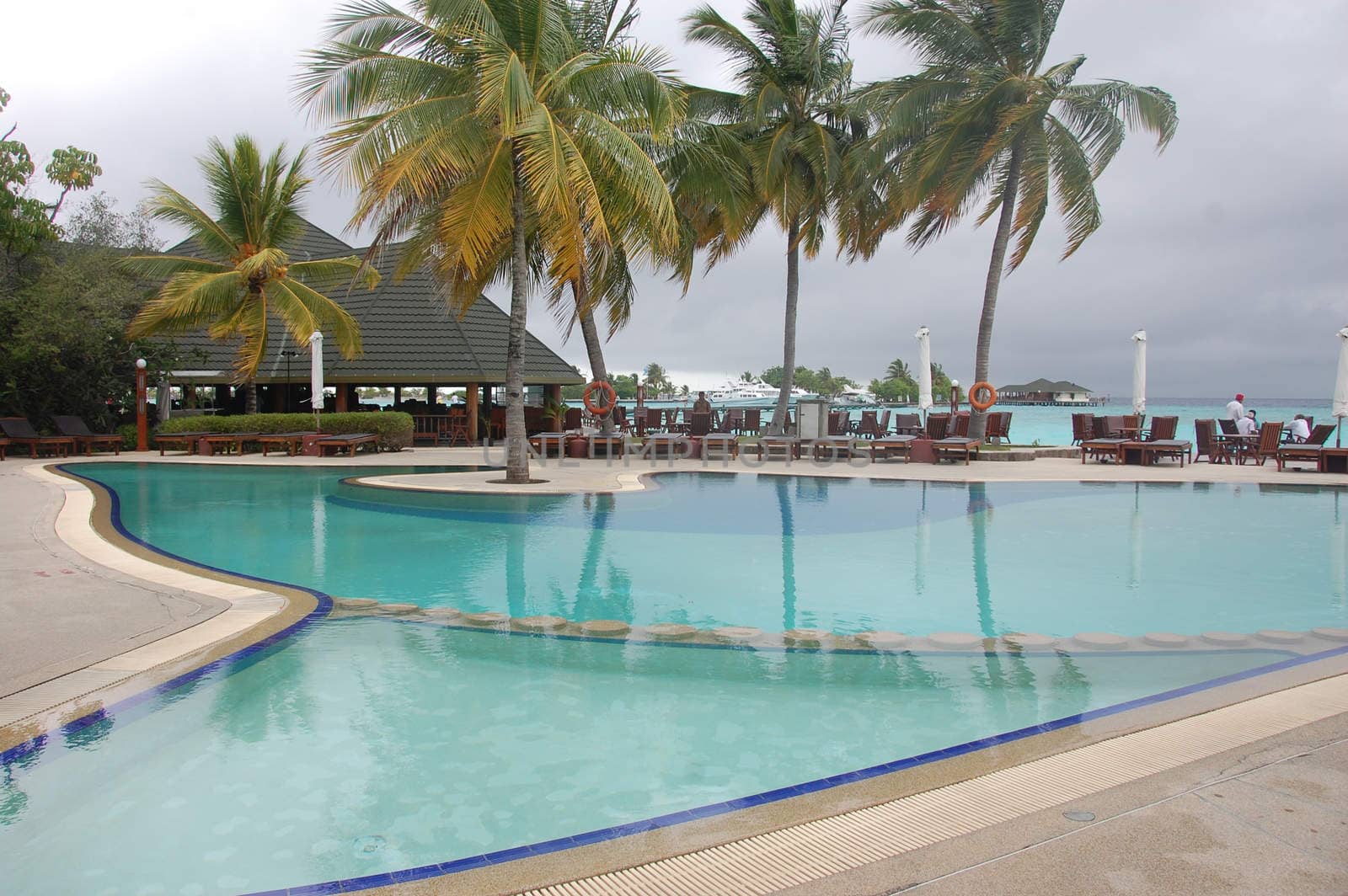 Hotel waterpool at Maldives resort