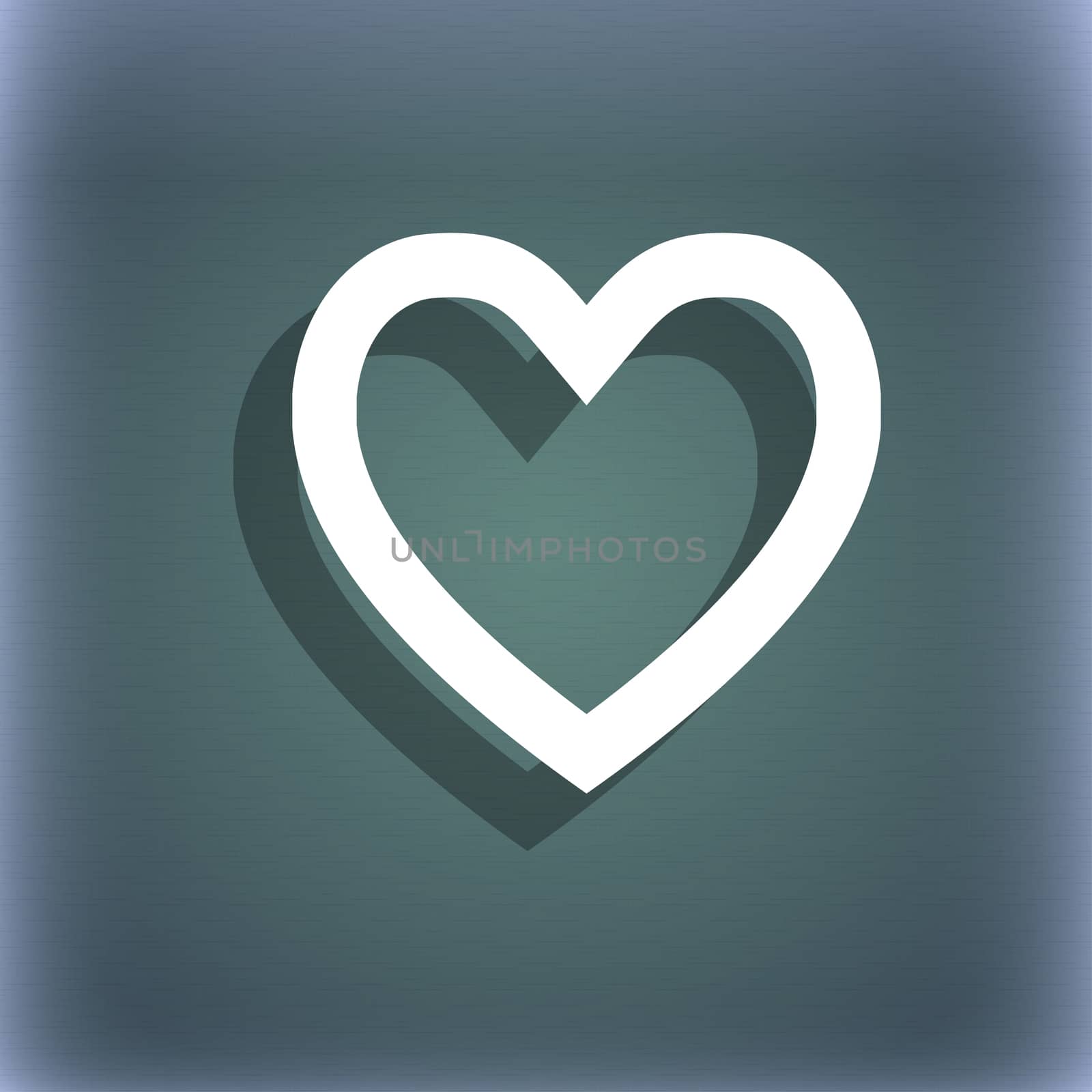 Heart sign icon. Love symbol. On the blue-green abstract background with shadow and space for your text.  by serhii_lohvyniuk