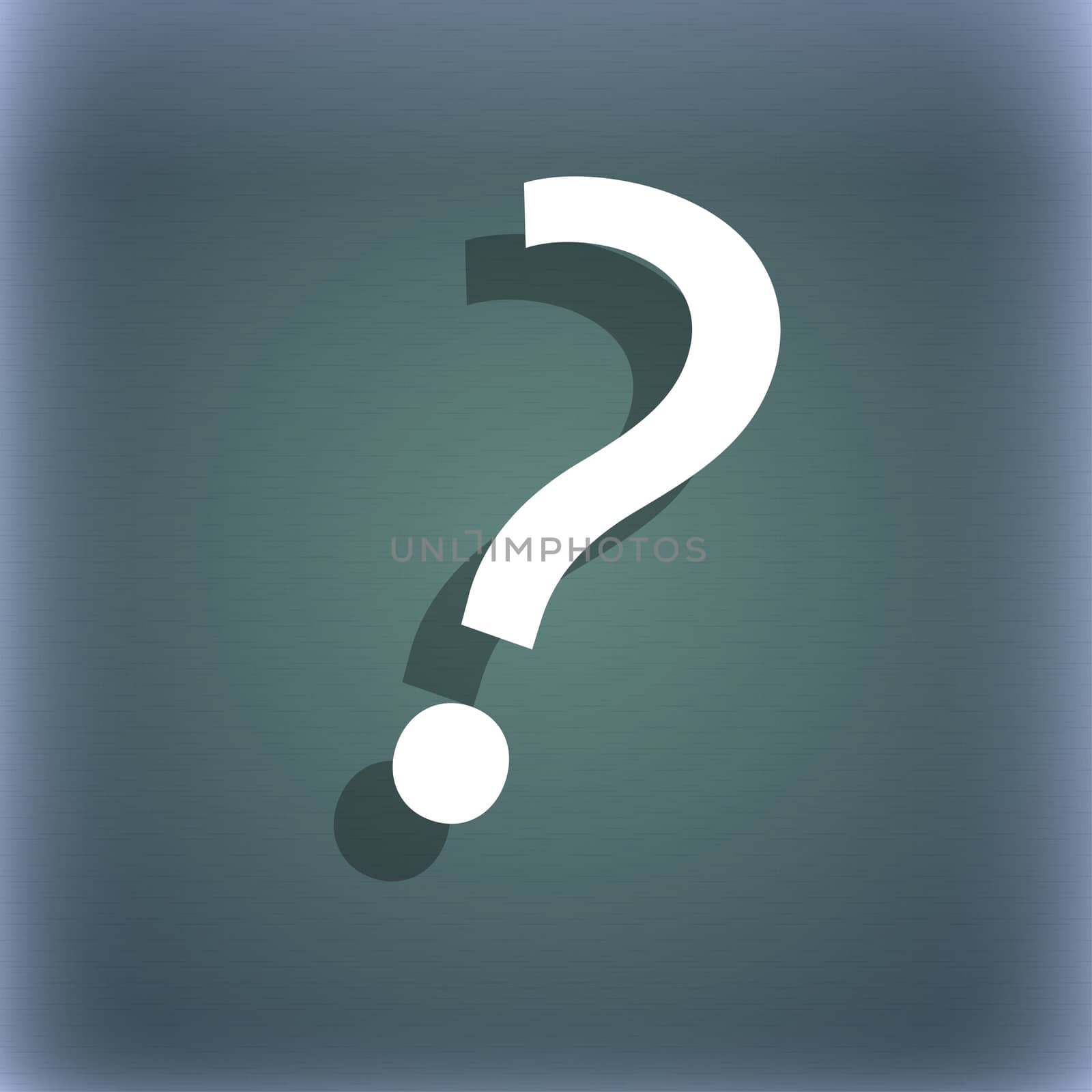 Question mark sign icon. Help symbol. FAQ sign. On the blue-green abstract background with shadow and space for your text.  by serhii_lohvyniuk