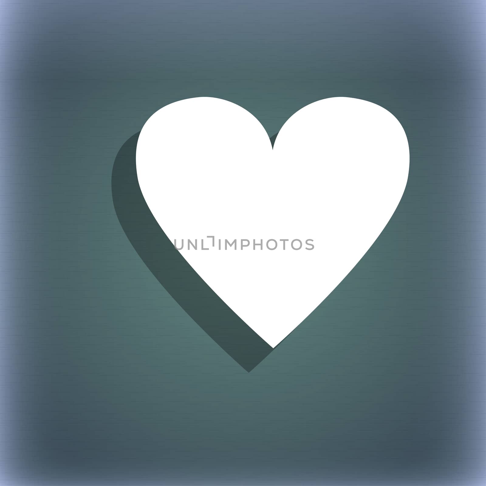 Heart sign icon. Love symbol. On the blue-green abstract background with shadow and space for your text.  by serhii_lohvyniuk