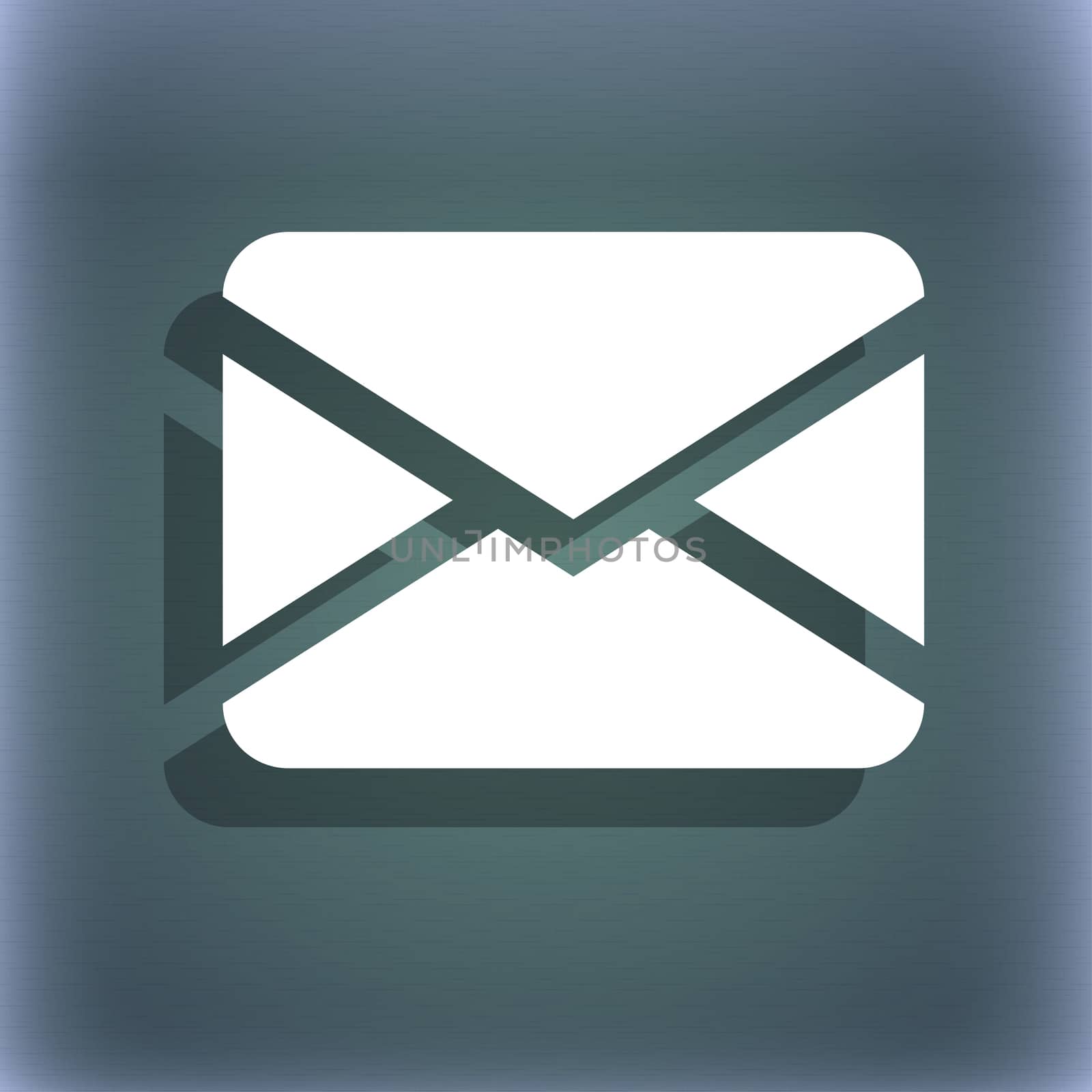 Mail, Envelope, Message icon symbol on the blue-green abstract background with shadow and space for your text. illustration