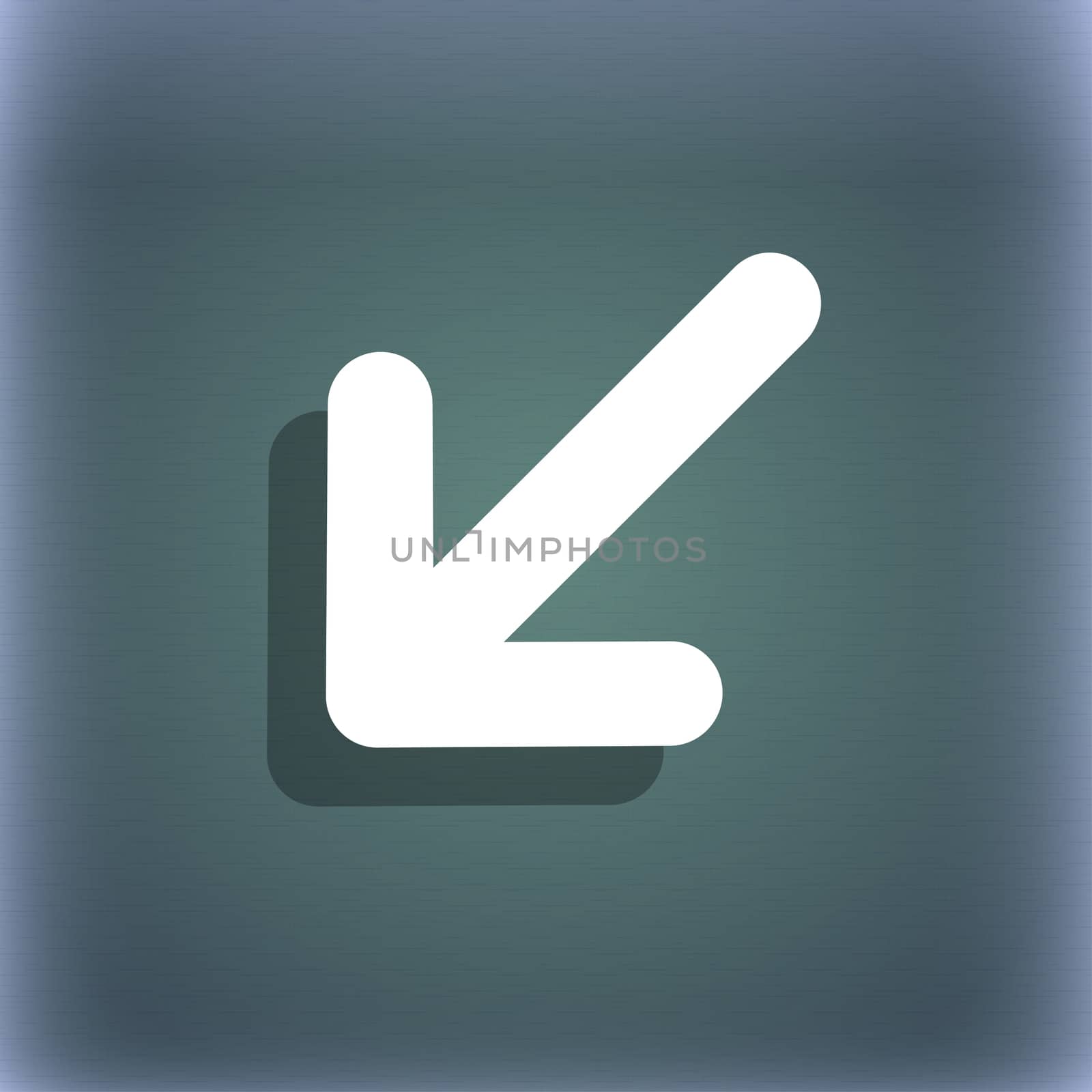 turn to full screen icon symbol on the blue-green abstract background with shadow and space for your text.  by serhii_lohvyniuk