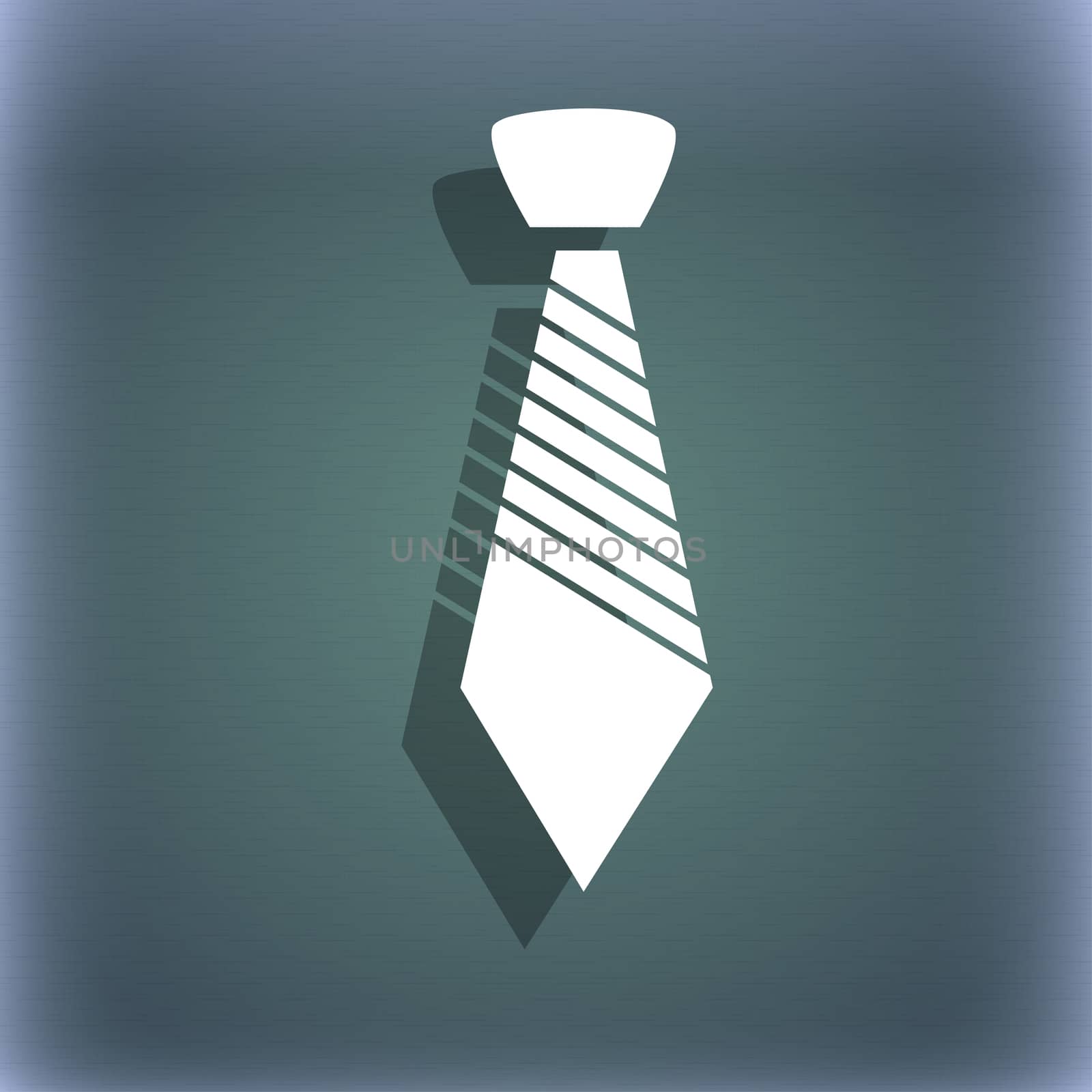 Tie sign icon. Business clothes symbol. On the blue-green abstract background with shadow and space for your text. illustration