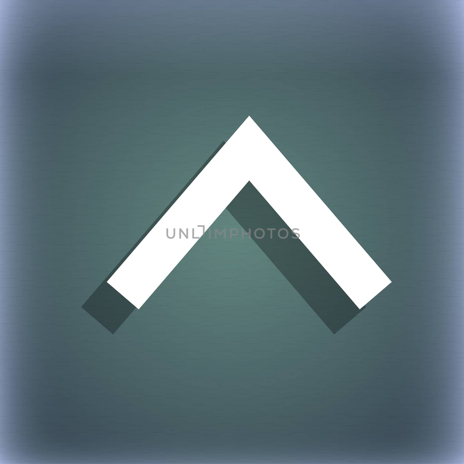 Direction arrow up icon symbol on the blue-green abstract background with shadow and space for your text. illustration