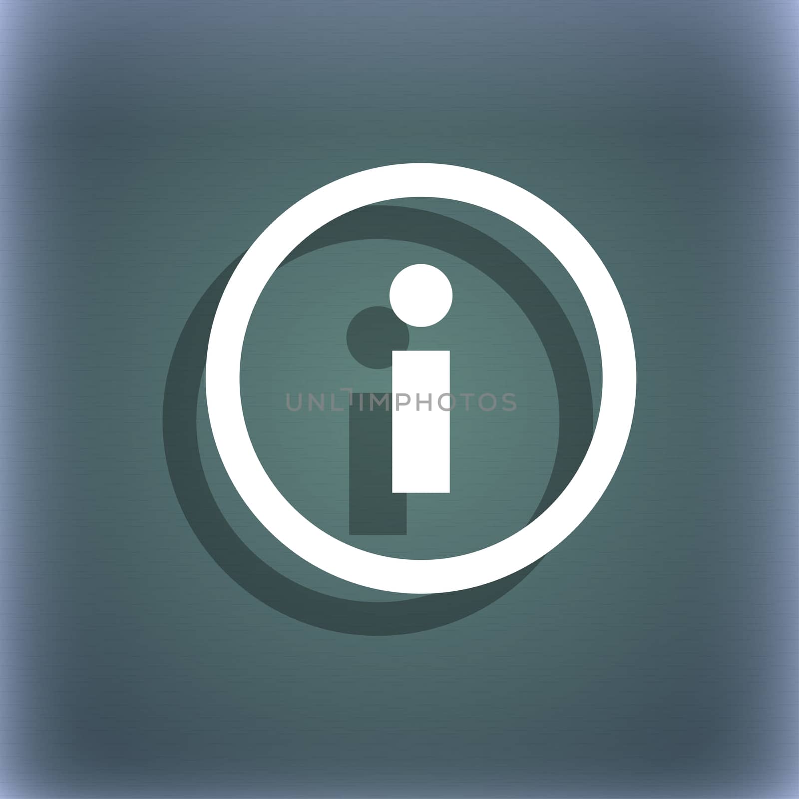 Information sign icon. Info speech bubble symbol. On the blue-green abstract background with shadow and space for your text.  by serhii_lohvyniuk