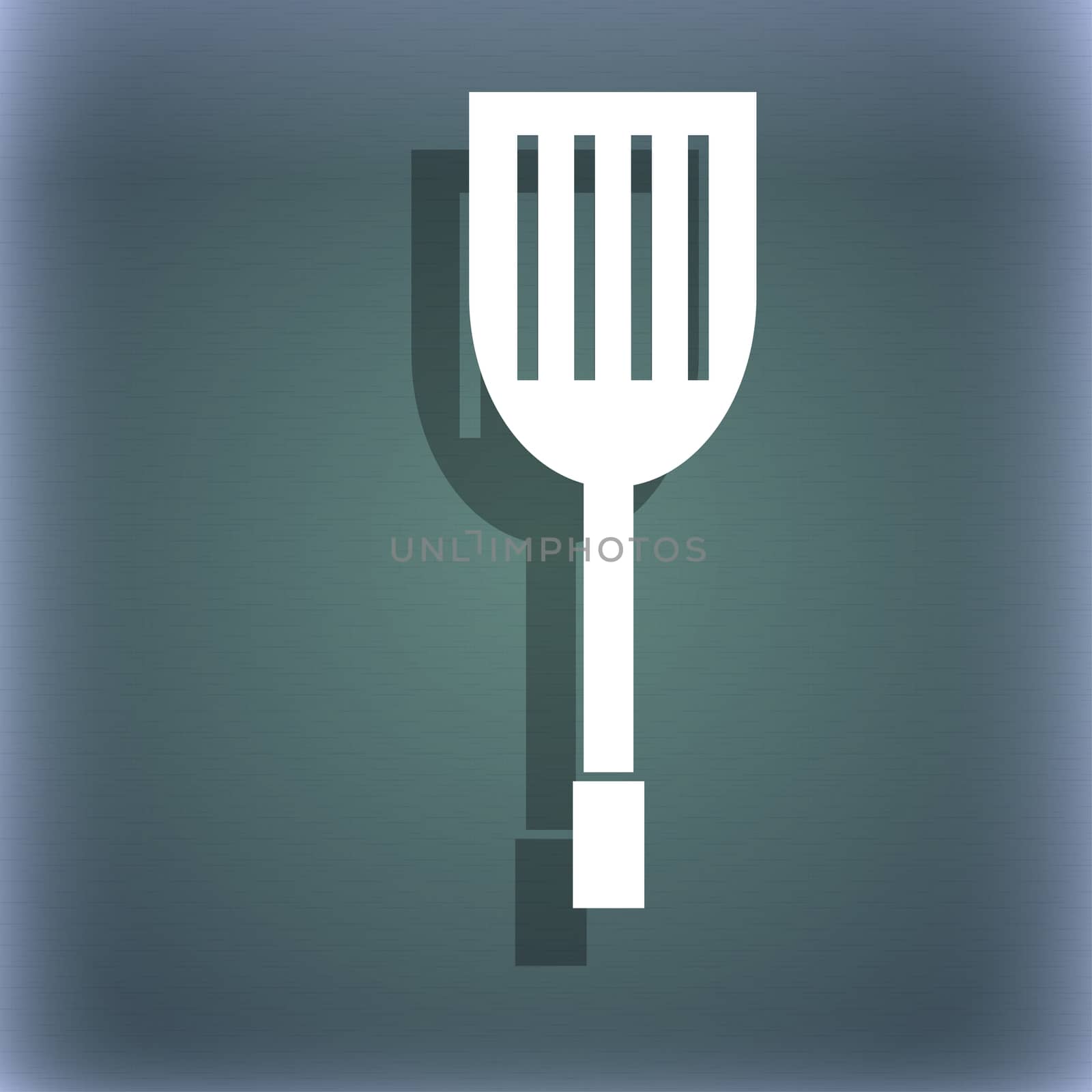 Kitchen appliances icon sign. On the blue-green abstract background with shadow and space for your text. illustration