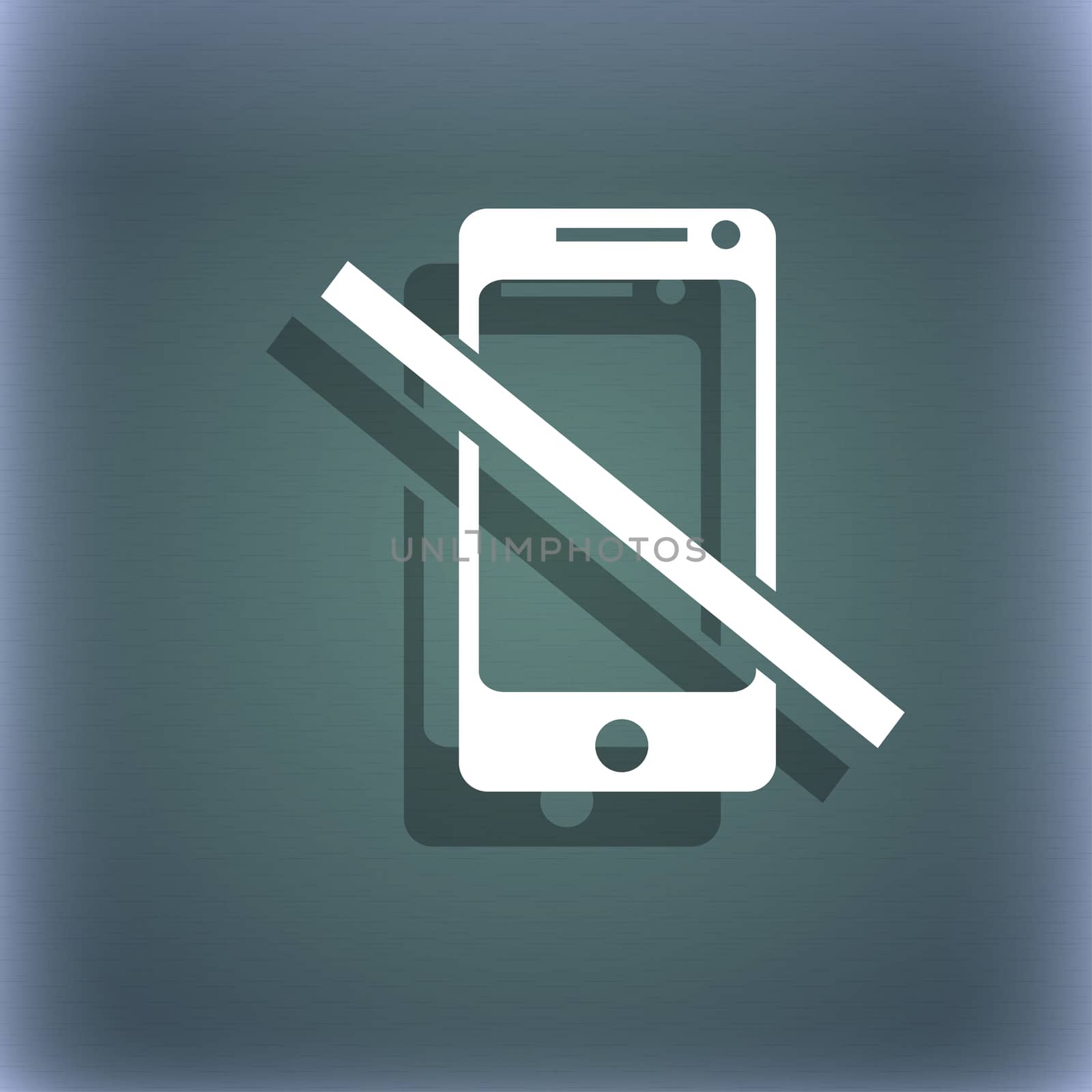 Do not call. Smartphone signs icon. Support symbol. On the blue-green abstract background with shadow and space for your text.  by serhii_lohvyniuk