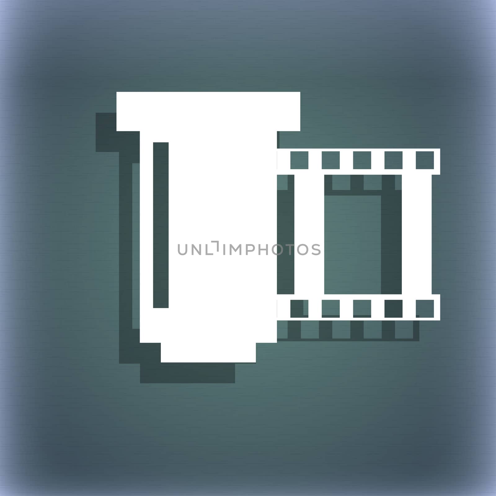 negative films icon symbol. On the blue-green abstract background with shadow and space for your text.  by serhii_lohvyniuk