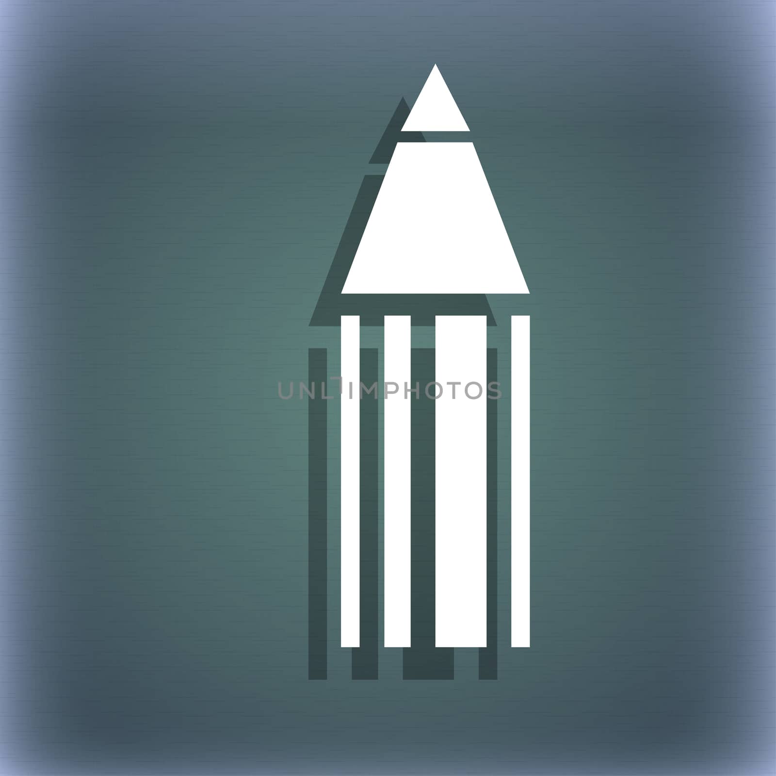 Pencil sign icon. Edit content button. On the blue-green abstract background with shadow and space for your text. illustration