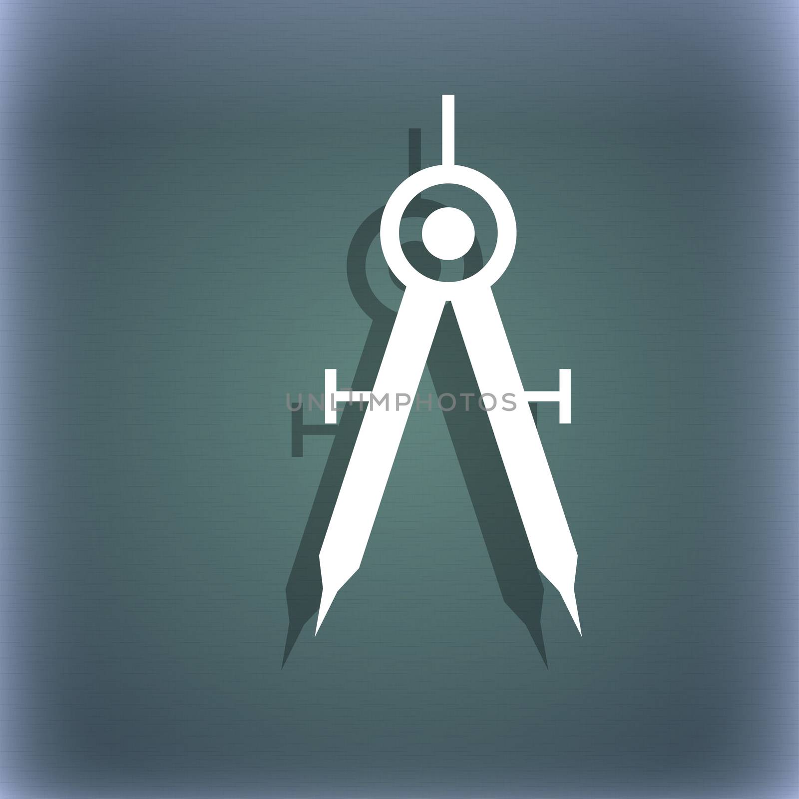 Mathematical Compass sign icon. On the blue-green abstract background with shadow and space for your text. illustration
